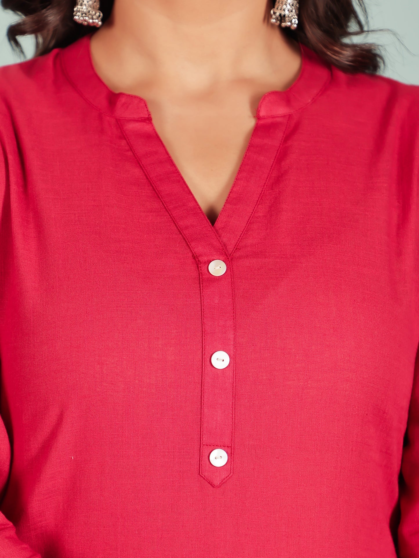 Natural Cotton Solid Straight Red Kurta