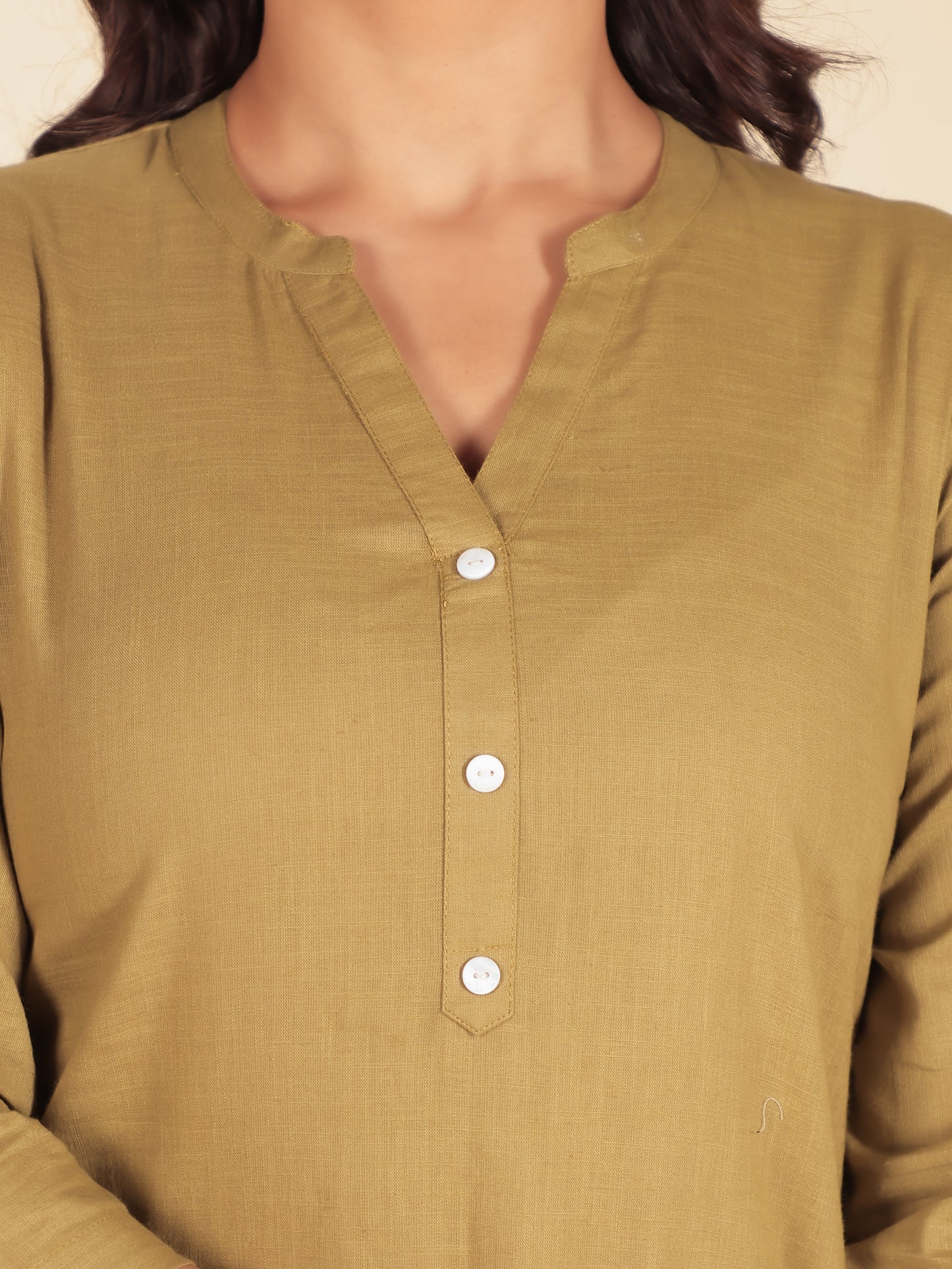 Natural Cotton Solid Straight Green Kurta