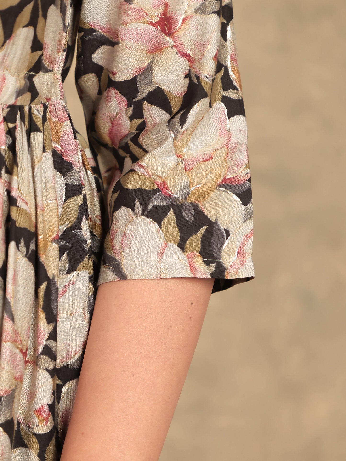 Muslin Floral Anarkali Black Dress