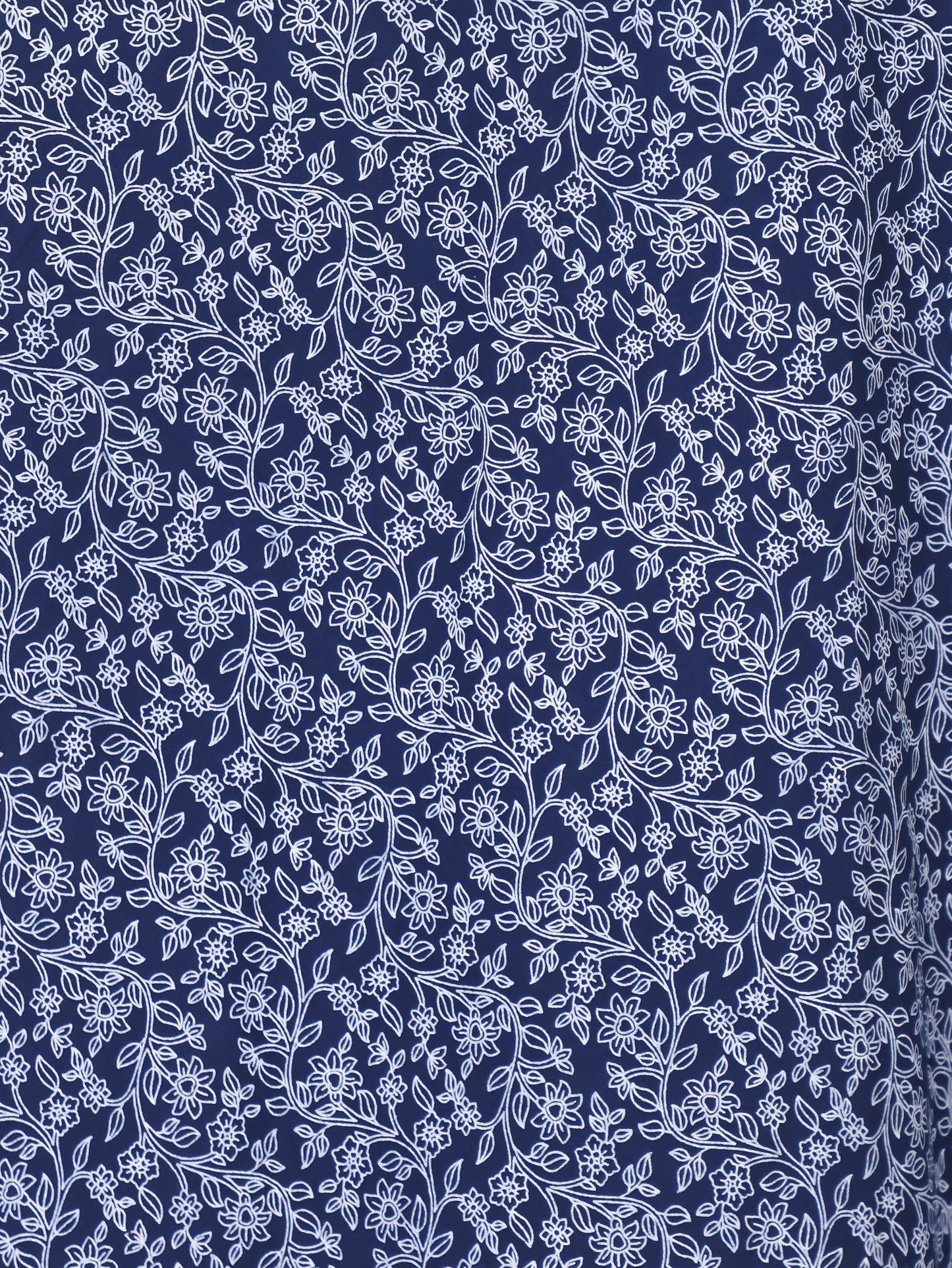 Embroidered Soft Cotton Floral Anarkali Navy Blue Kurta