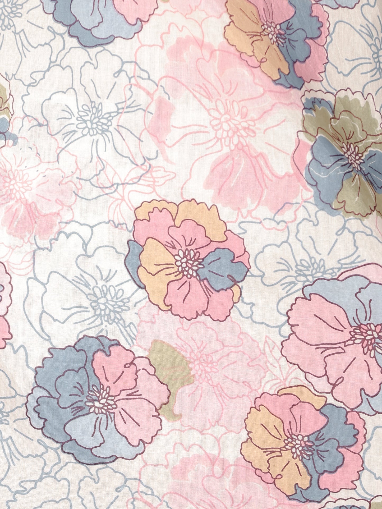 Soft Cotton Floral Flared White Kurta