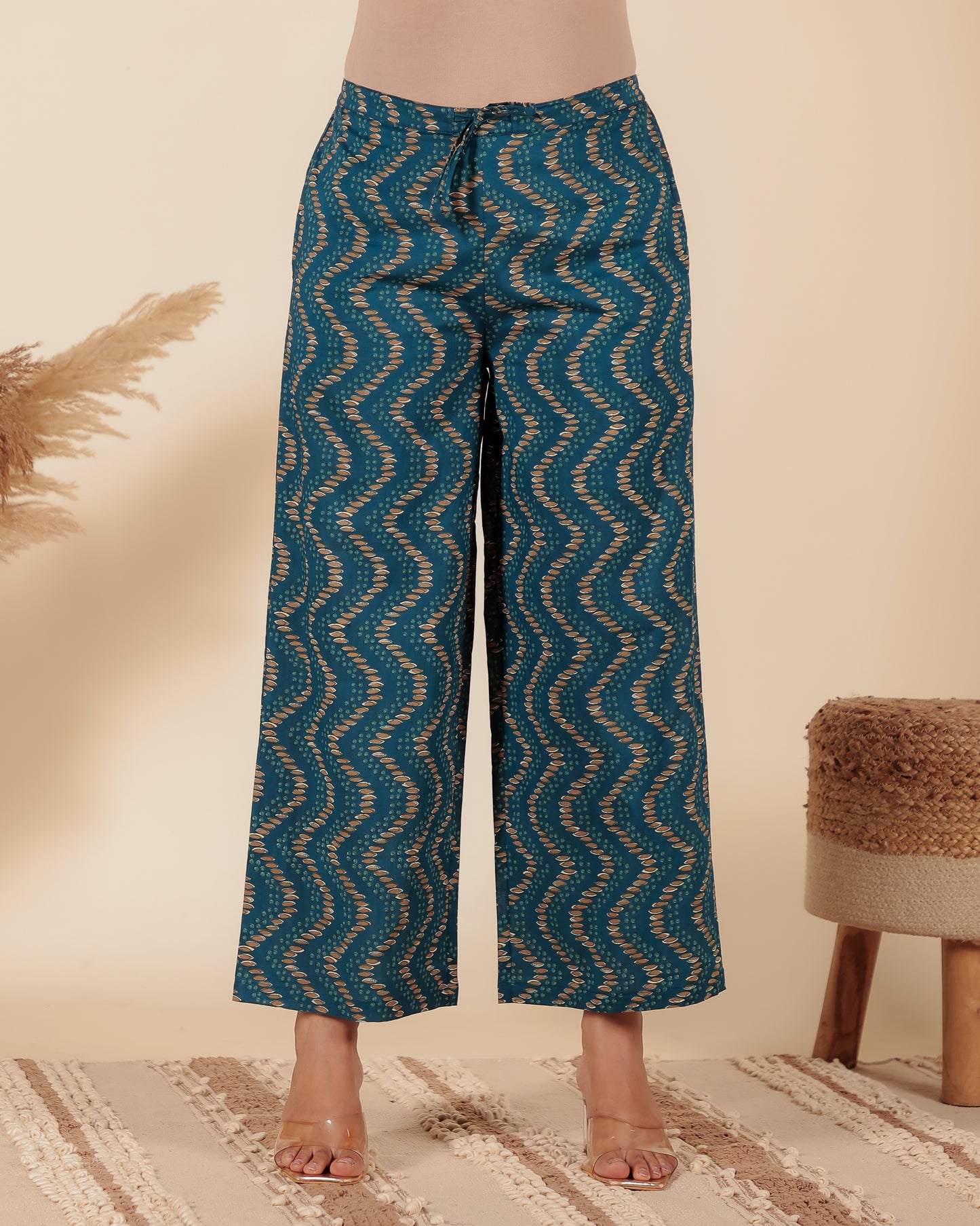 Soft Cotton Chevron Blue Palazzo