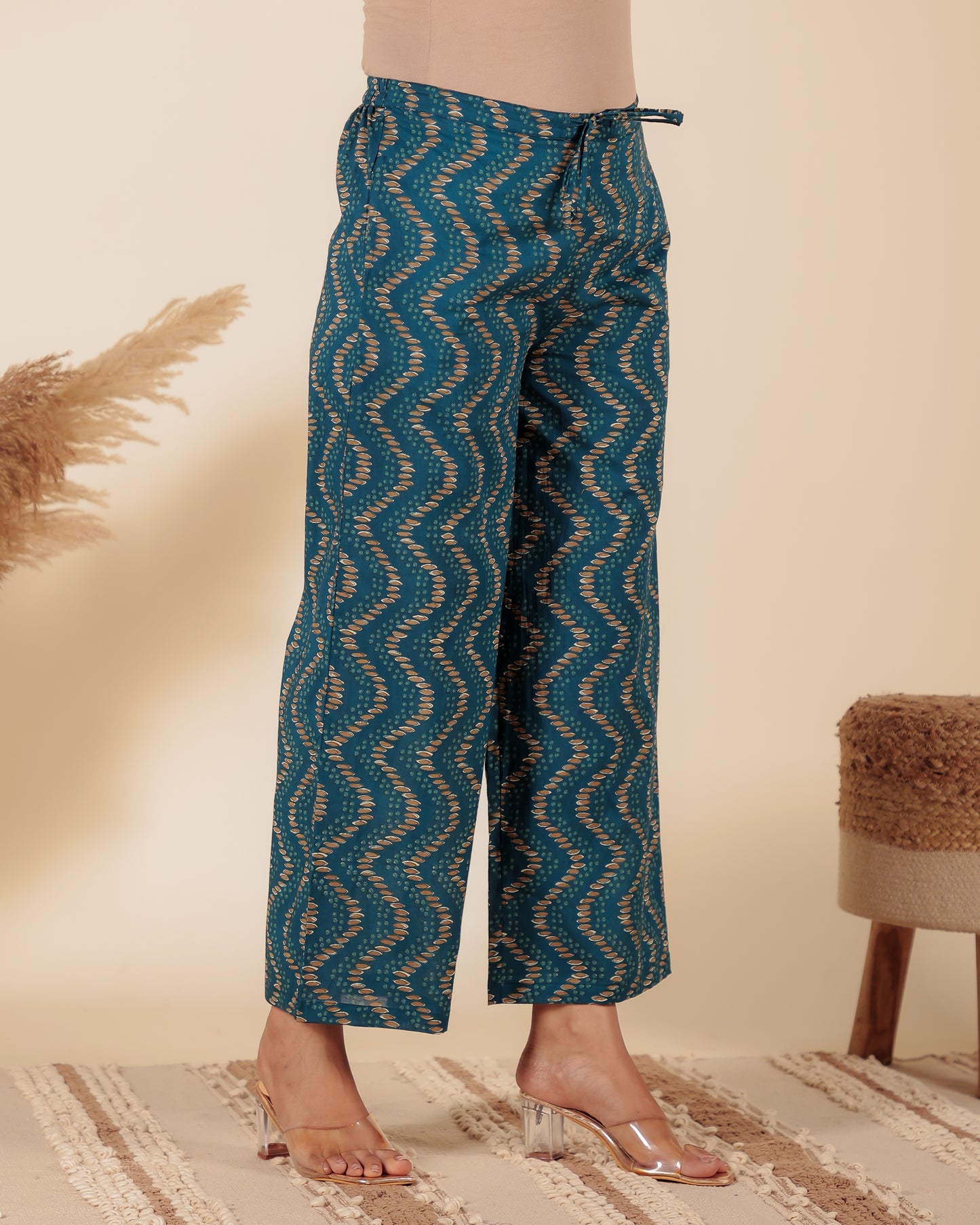 Soft Cotton Chevron Blue Palazzo
