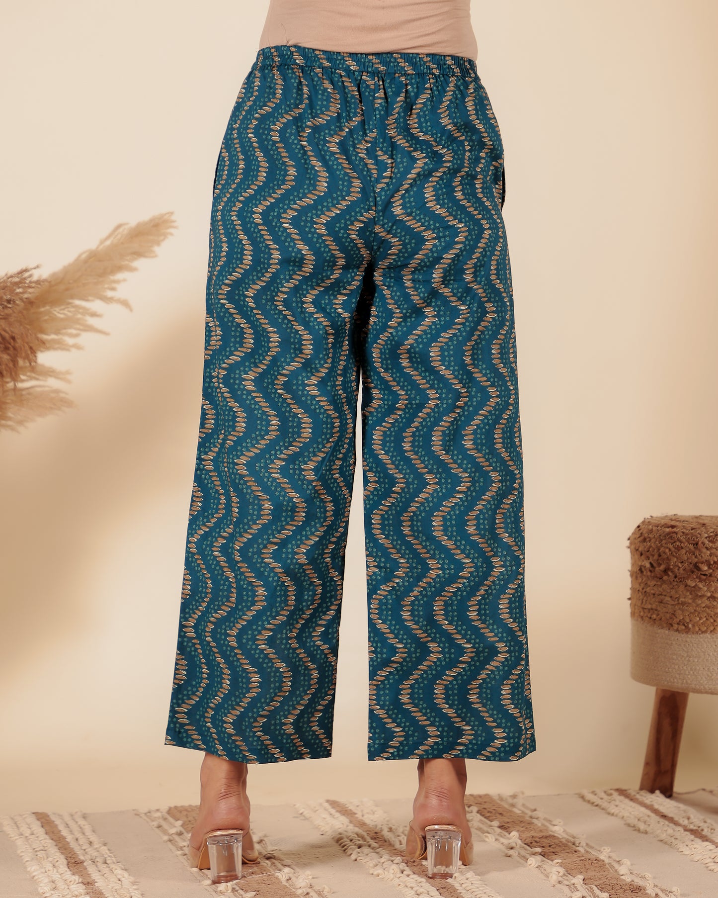 Soft Cotton Chevron Blue Palazzo
