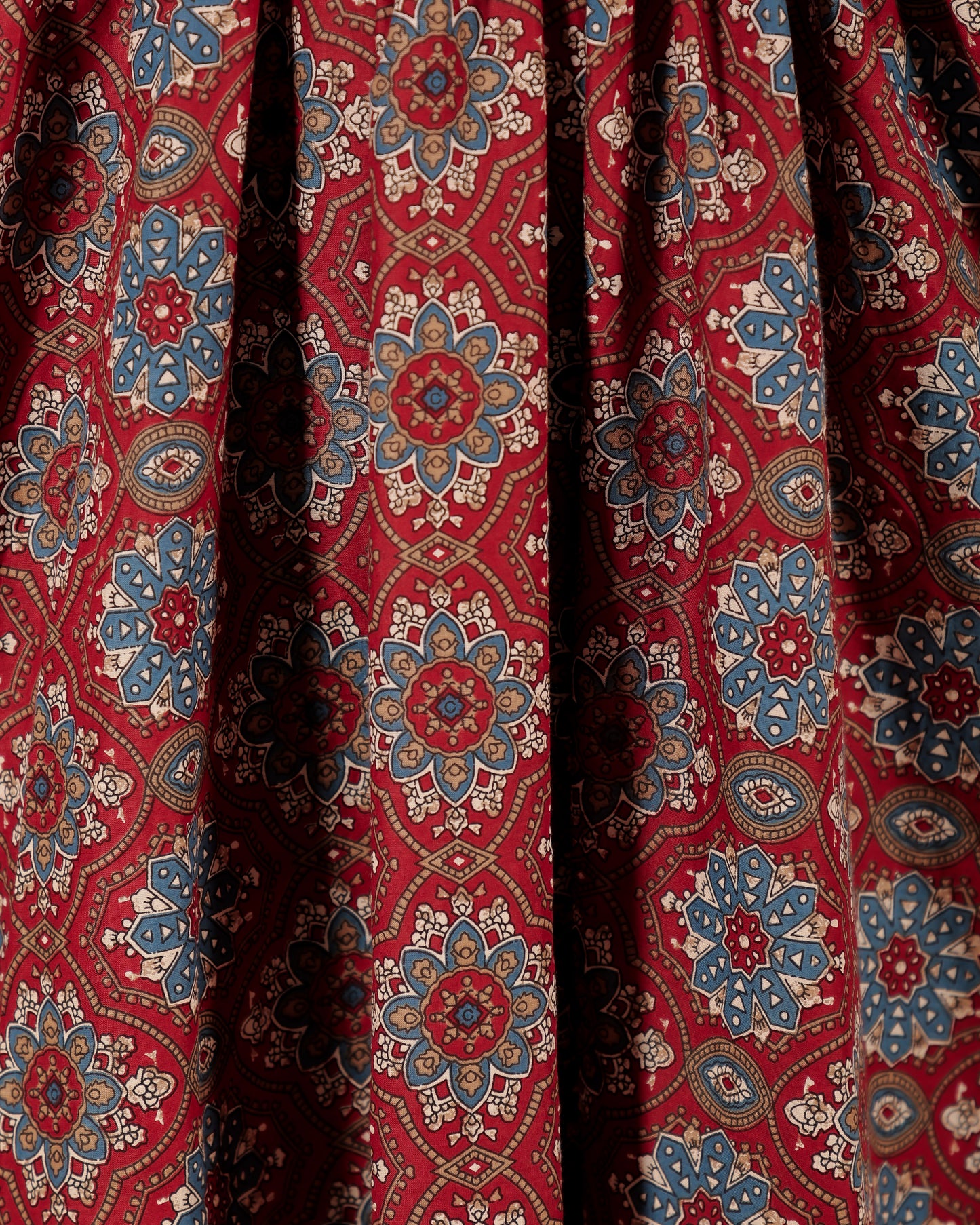 Soft Cotton Geometric Angrakha Red Kurta