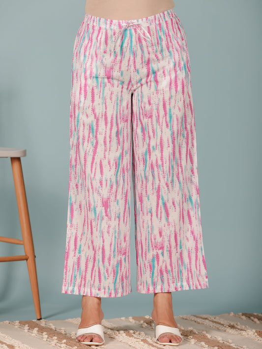 Soft Cotton Tie-Dye White Palazzo