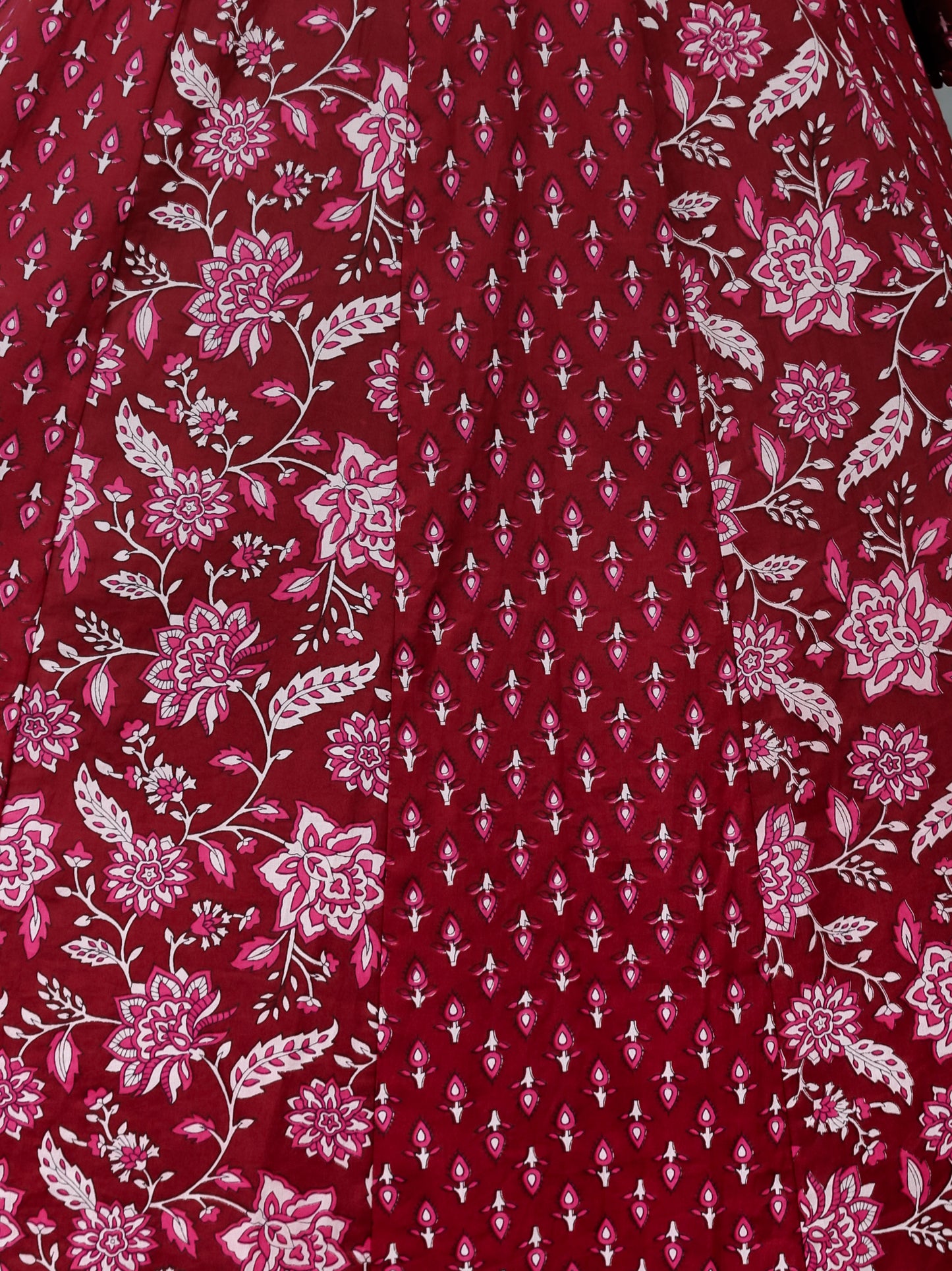 Soft Cotton Floral Anarkali Maroon Kurta