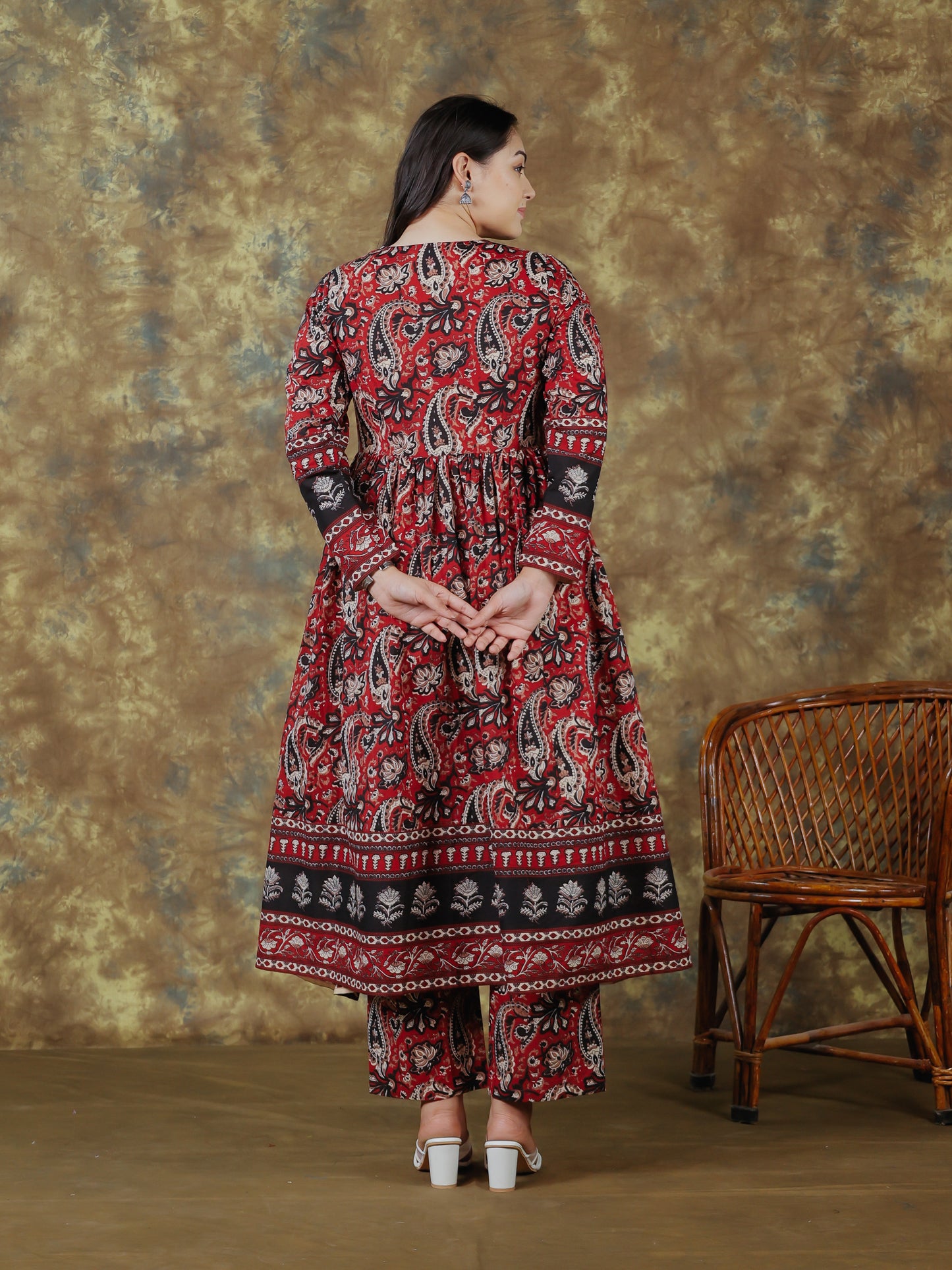 Soft Cotton Paisley Anarkali Red Kurta