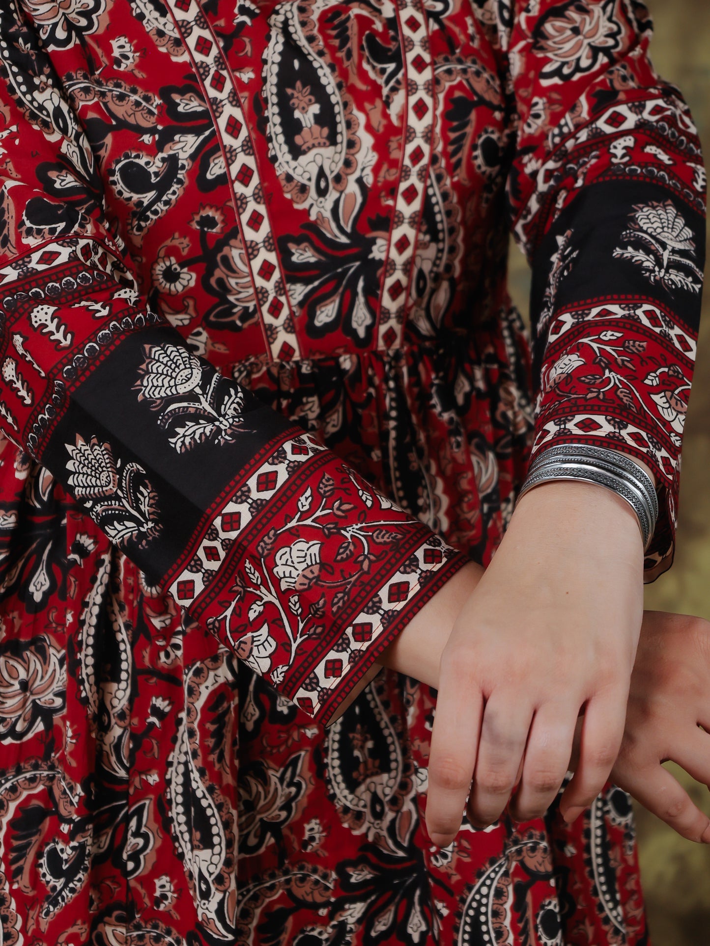 Soft Cotton Paisley Anarkali Red Kurta
