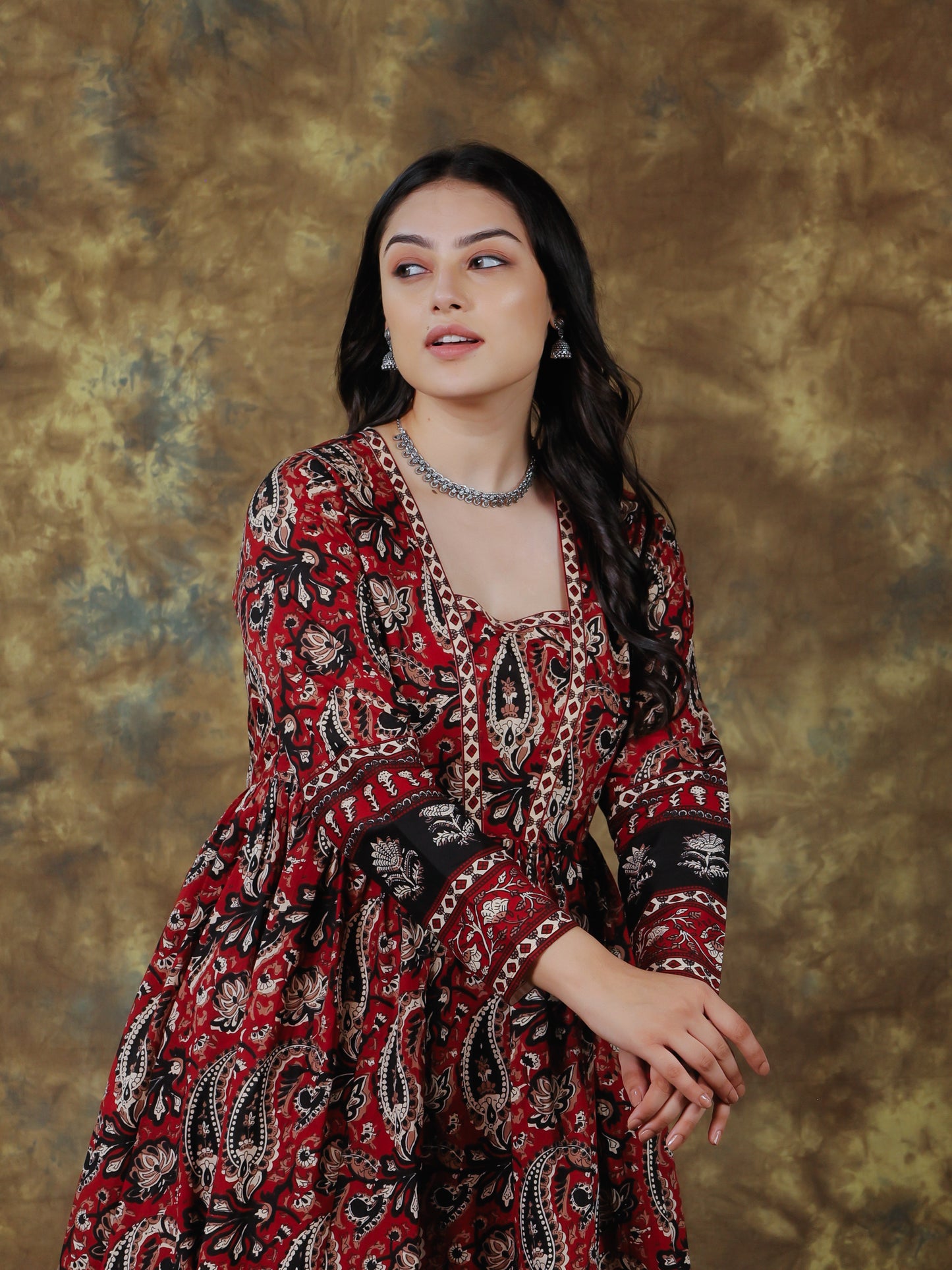 Soft Cotton Paisley Anarkali Red Kurta