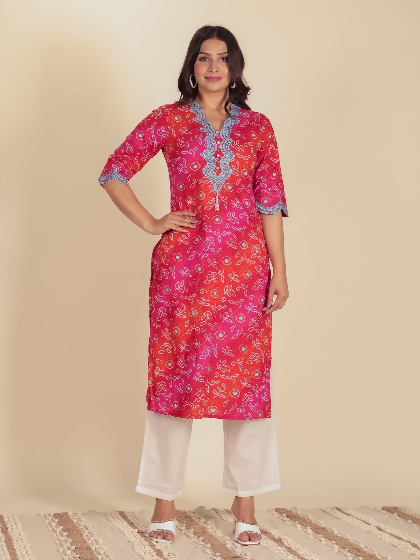 Soft Cotton Bandhani Kurta