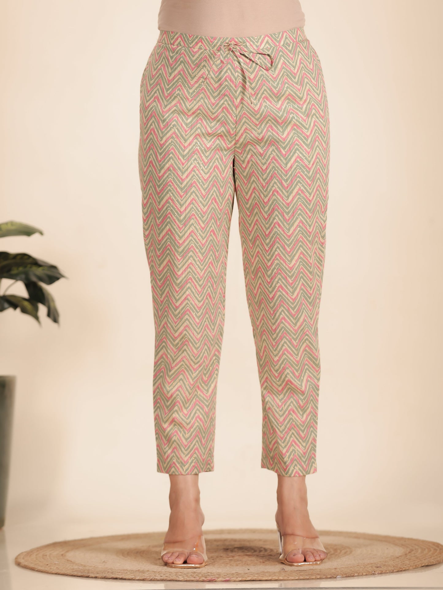 Lurex Cotton Chevron Pant