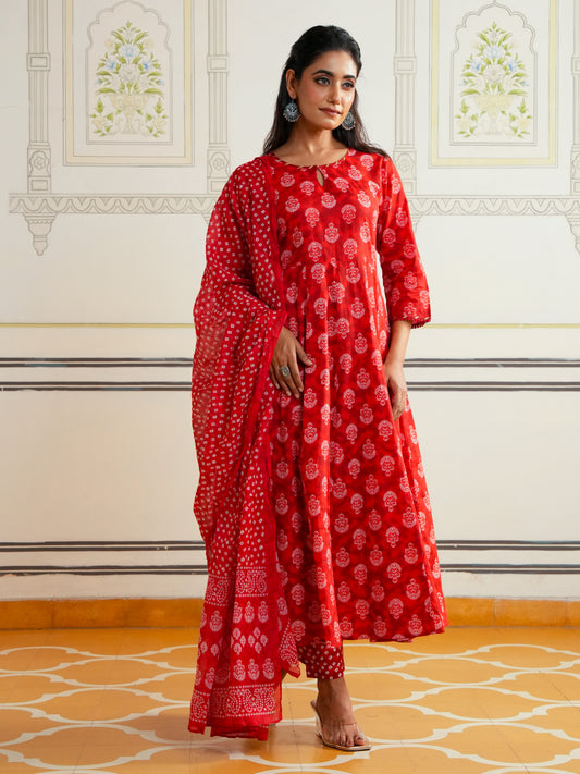 Cotton Voile Bandhani Red Dupatta