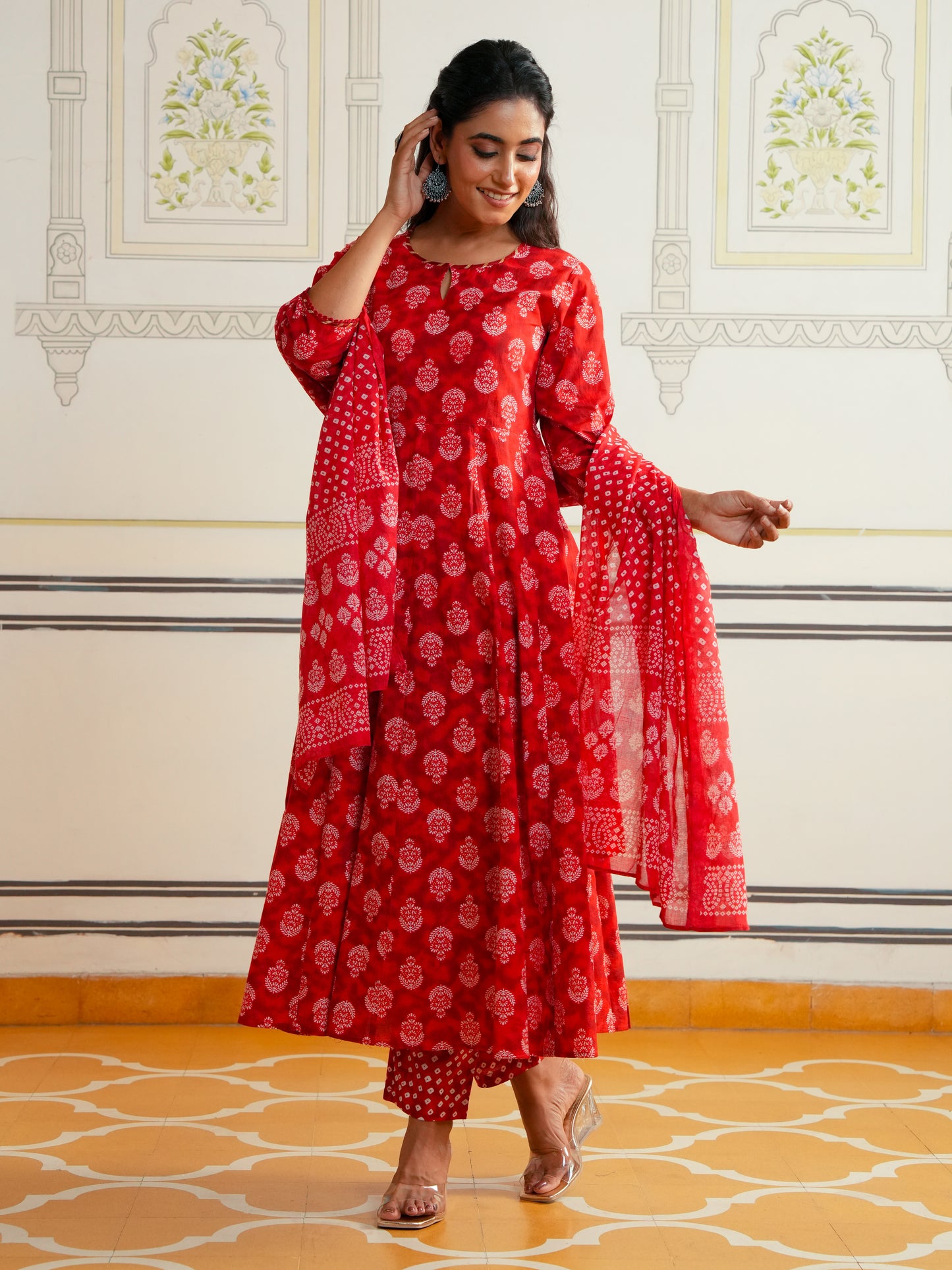 Cotton Voile Bandhani Red Dupatta