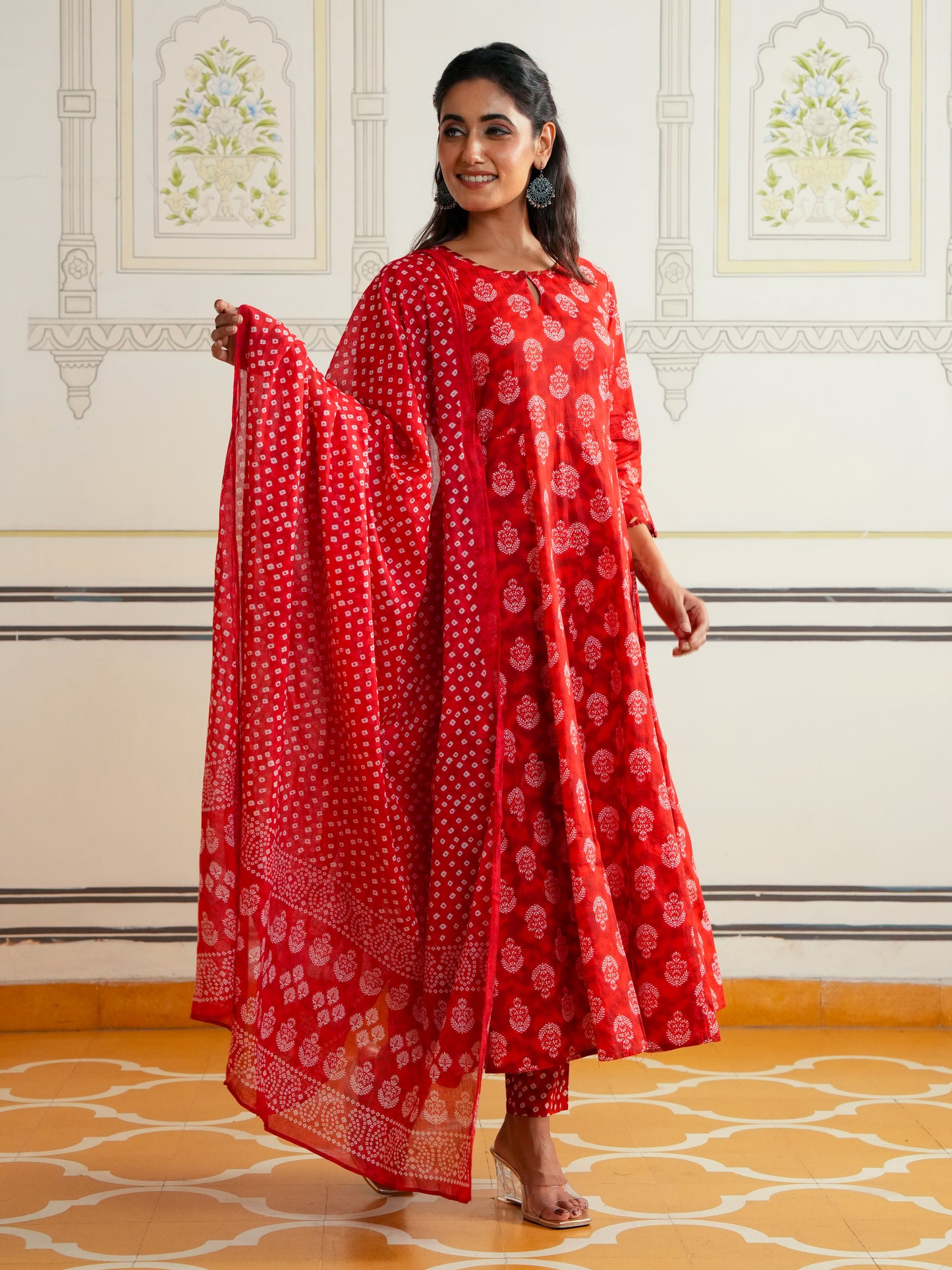 Cotton Voile Bandhani Red Dupatta