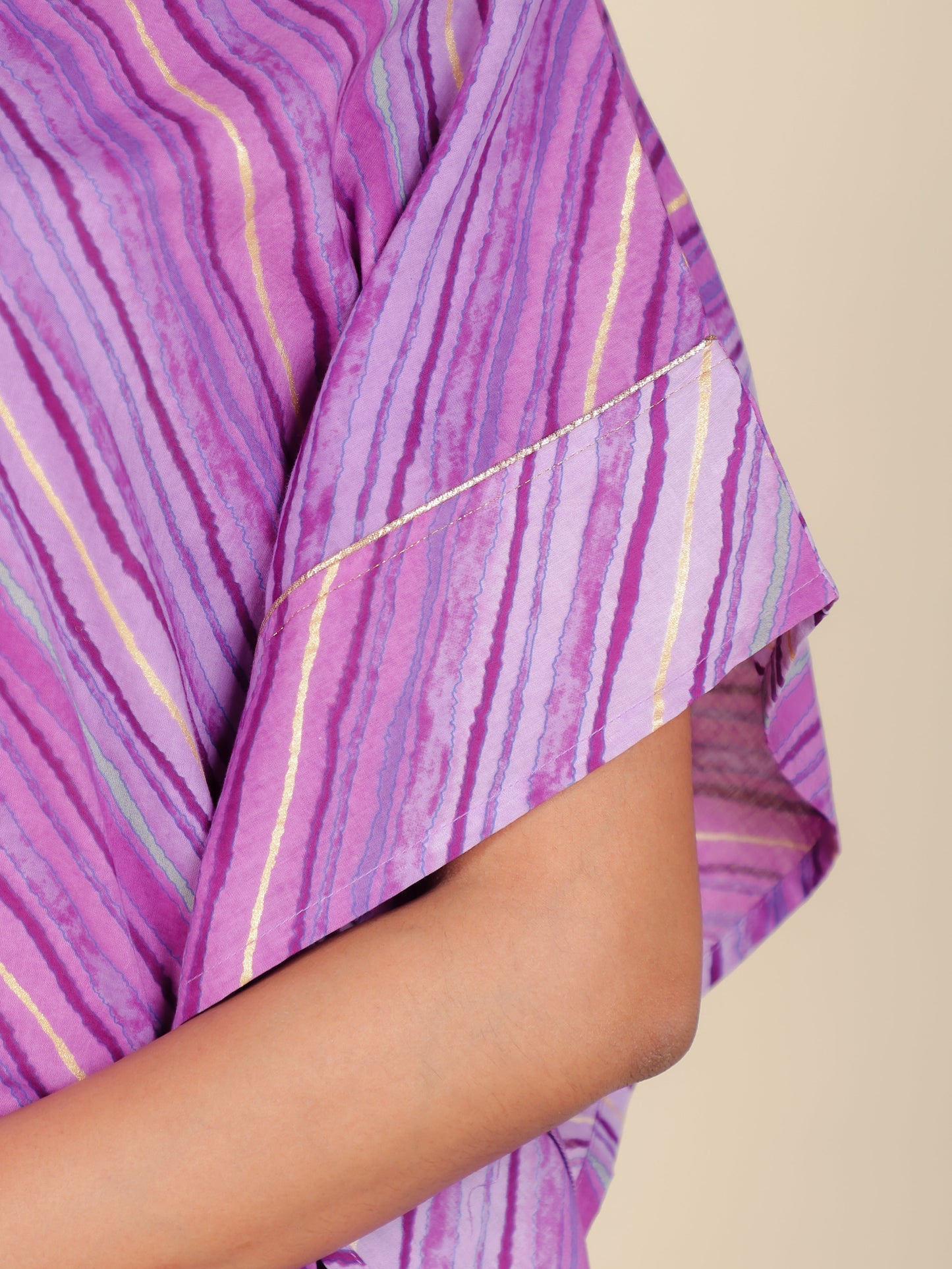 Soft Cotton Striped Kaftan Purple Kurta