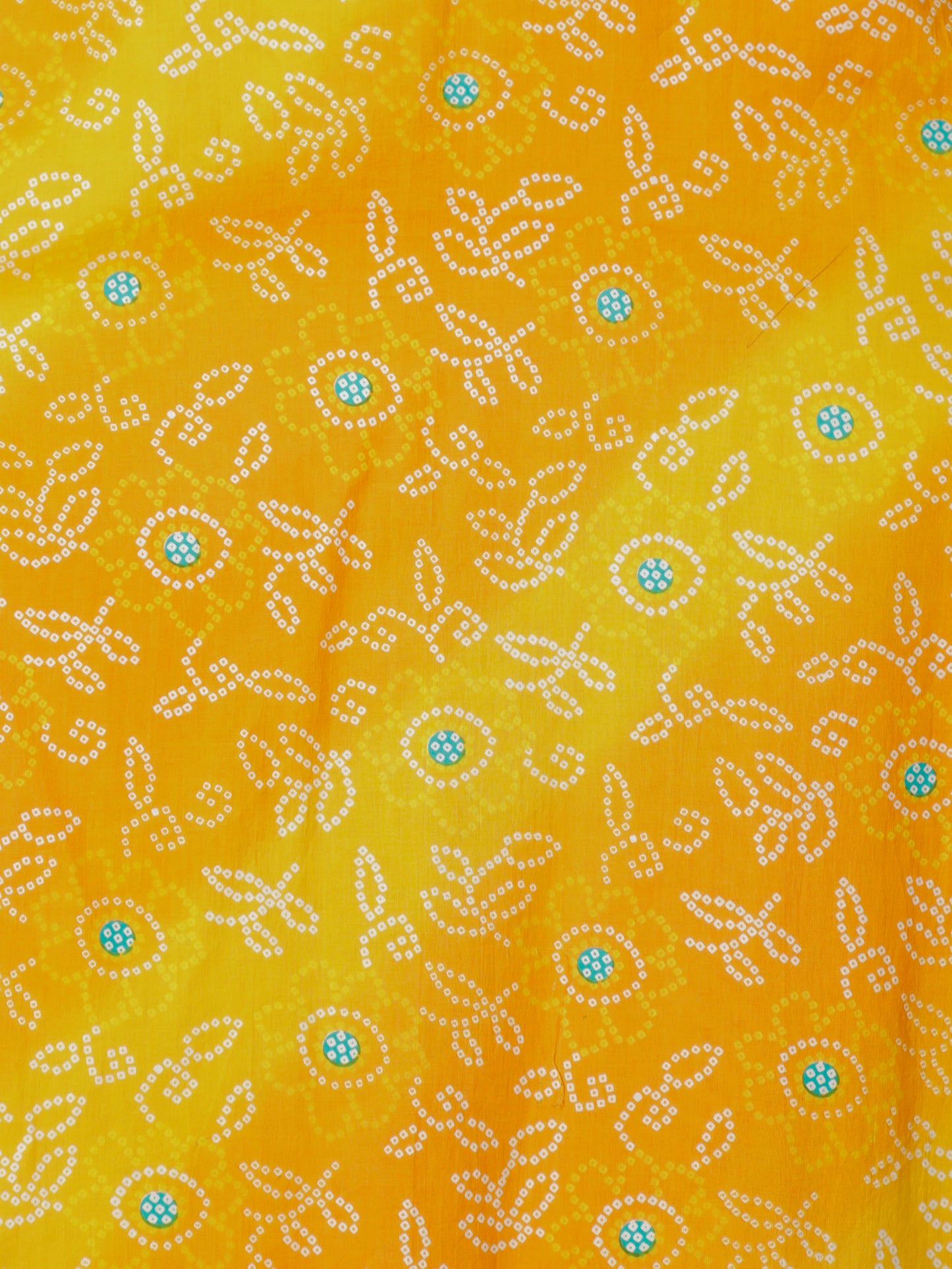 Embroidered Soft Cotton Bandhani Straight Yellow Kurta