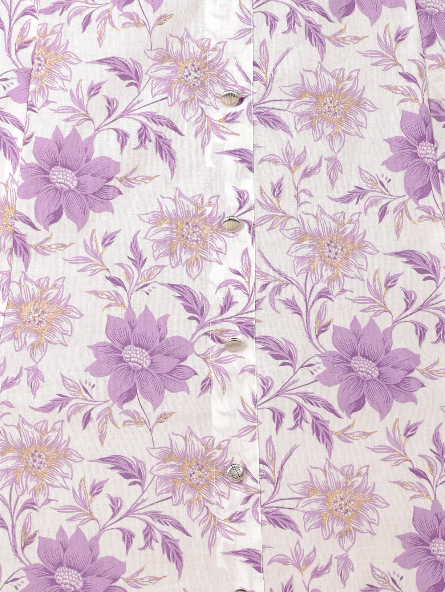 Soft Cotton Floral A-line White Kurta