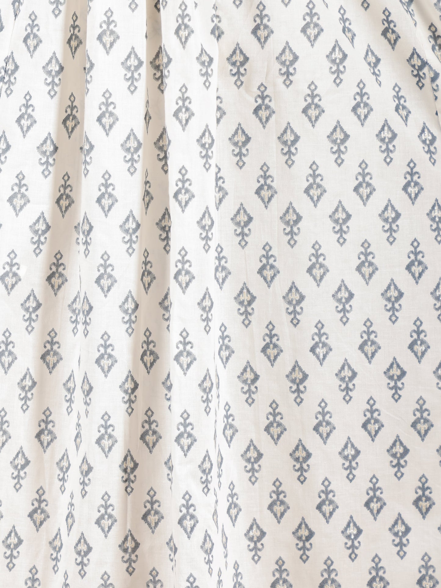Soft Cotton Ikat A-line White Kurta