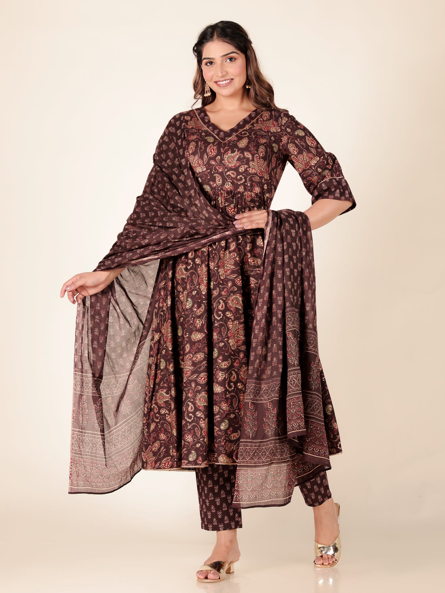 Soft Cotton Gold foil Kurta