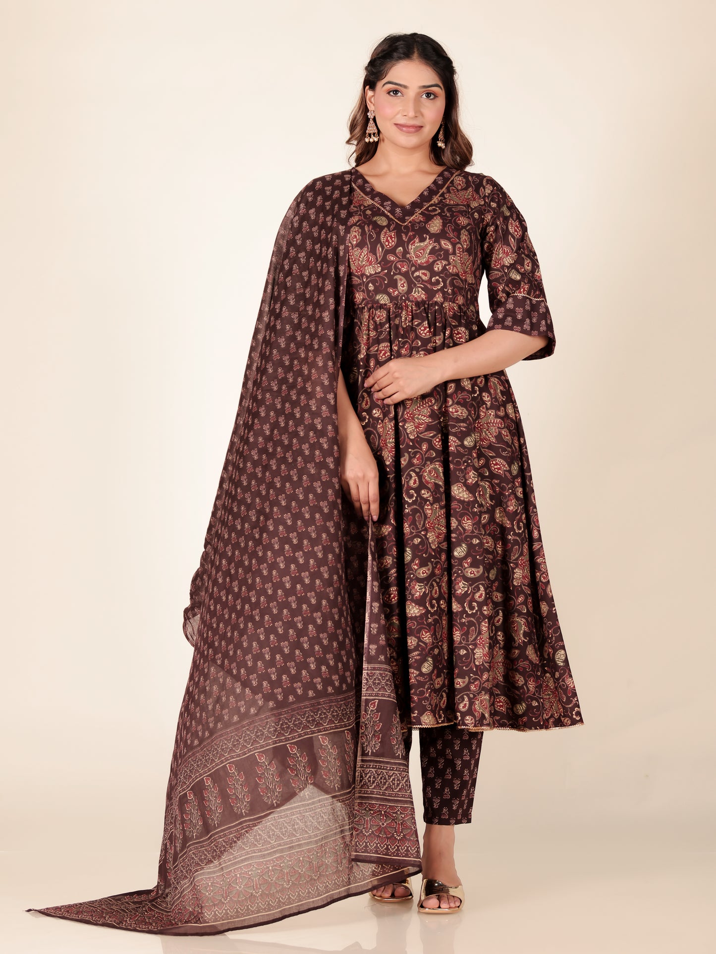 Soft Cotton Gold foil Kurta