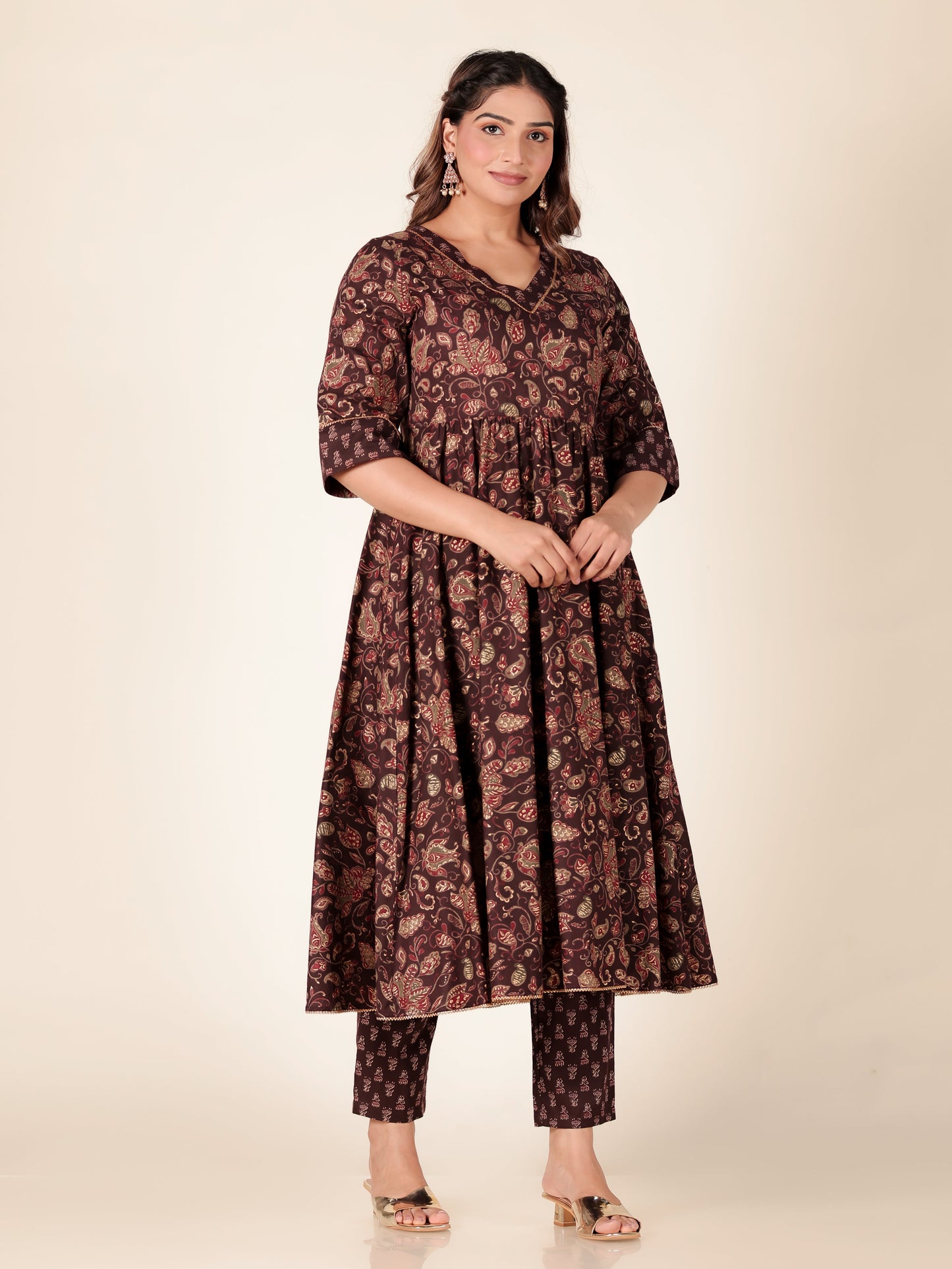 Soft Cotton Gold foil Kurta