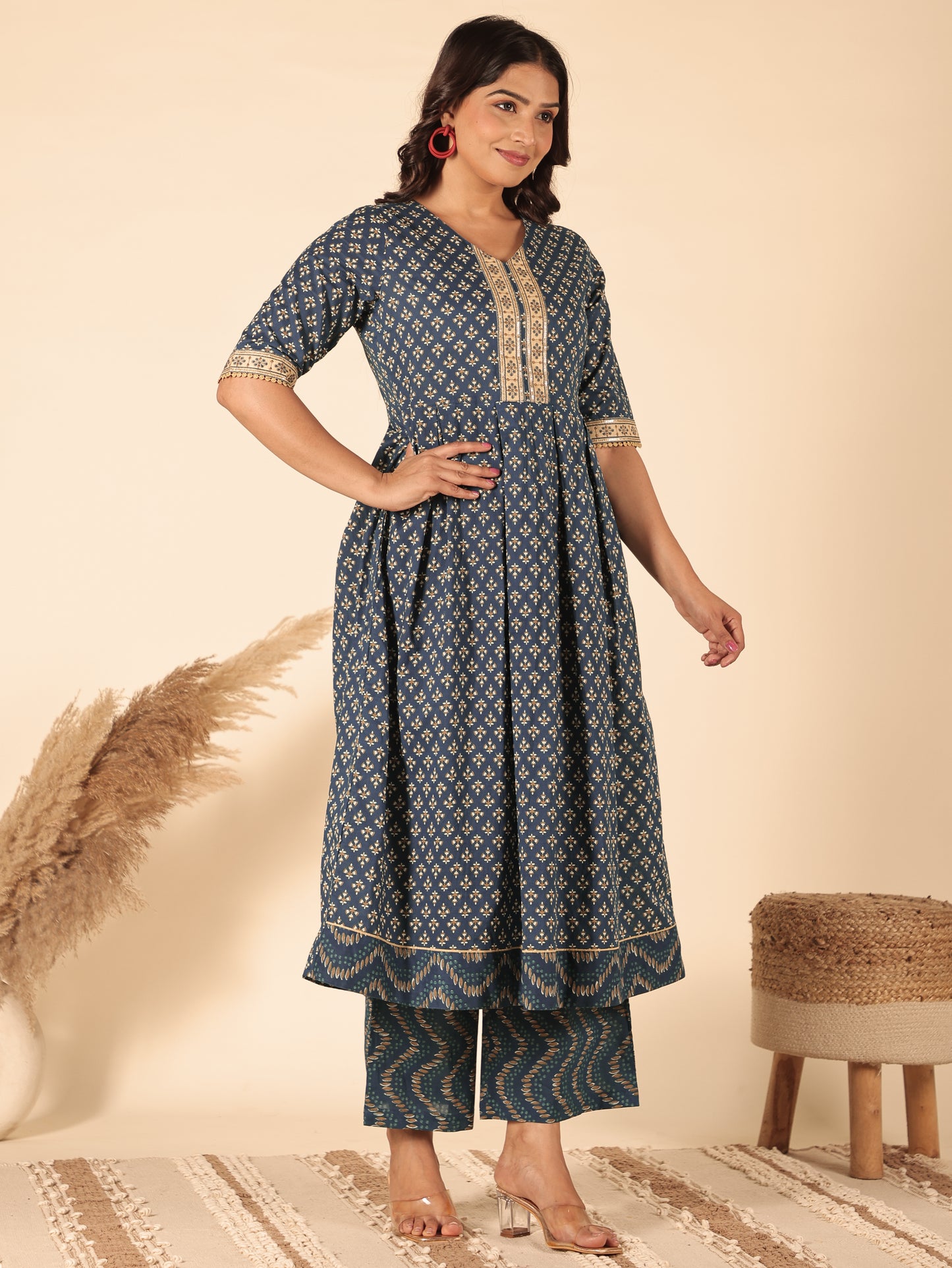 Soft Cotton Geometric Kurta