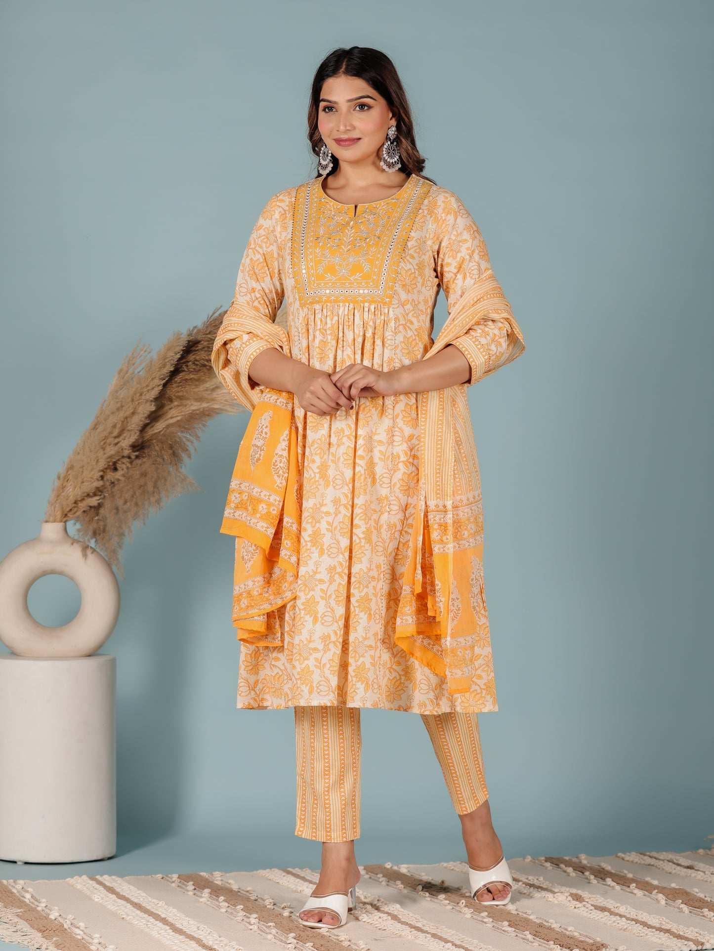 Soft Cotton Floral Kurta