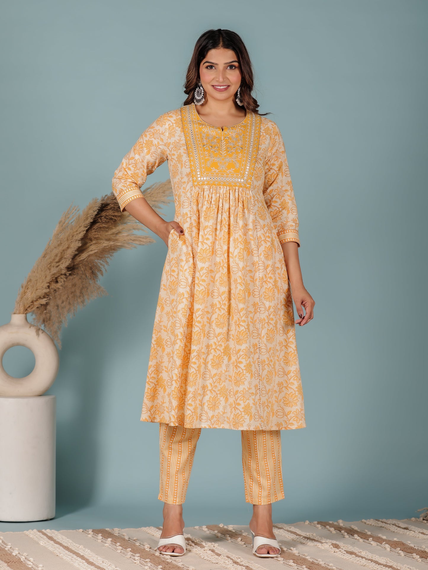 Soft Cotton Floral Kurta