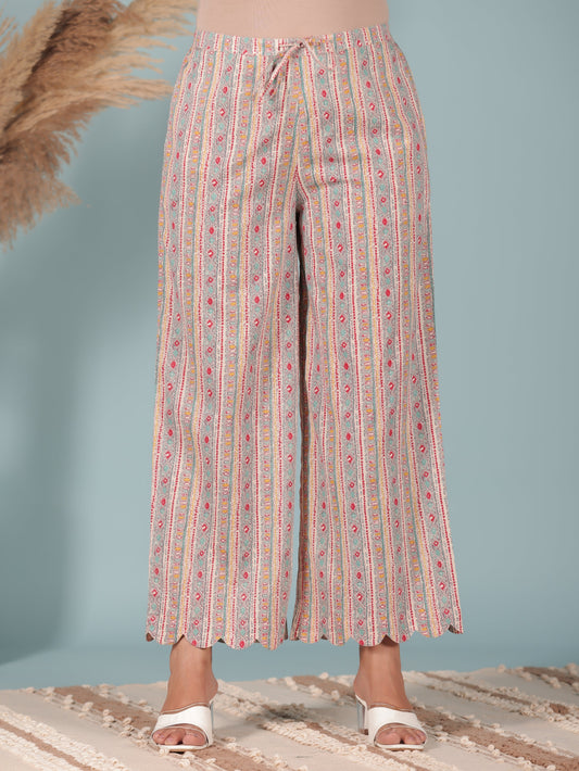 Soft Cotton Tribal Cream Palazzo