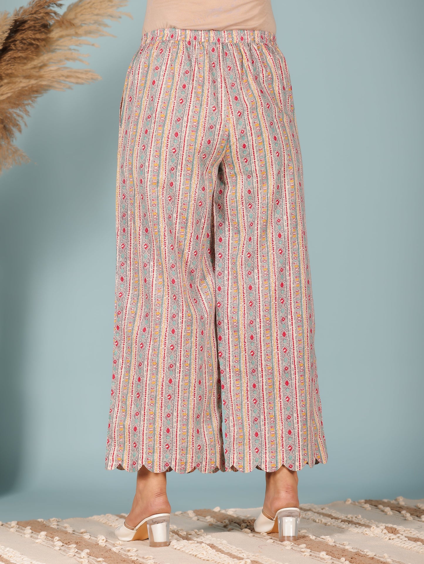 Soft Cotton Tribal Cream Palazzo
