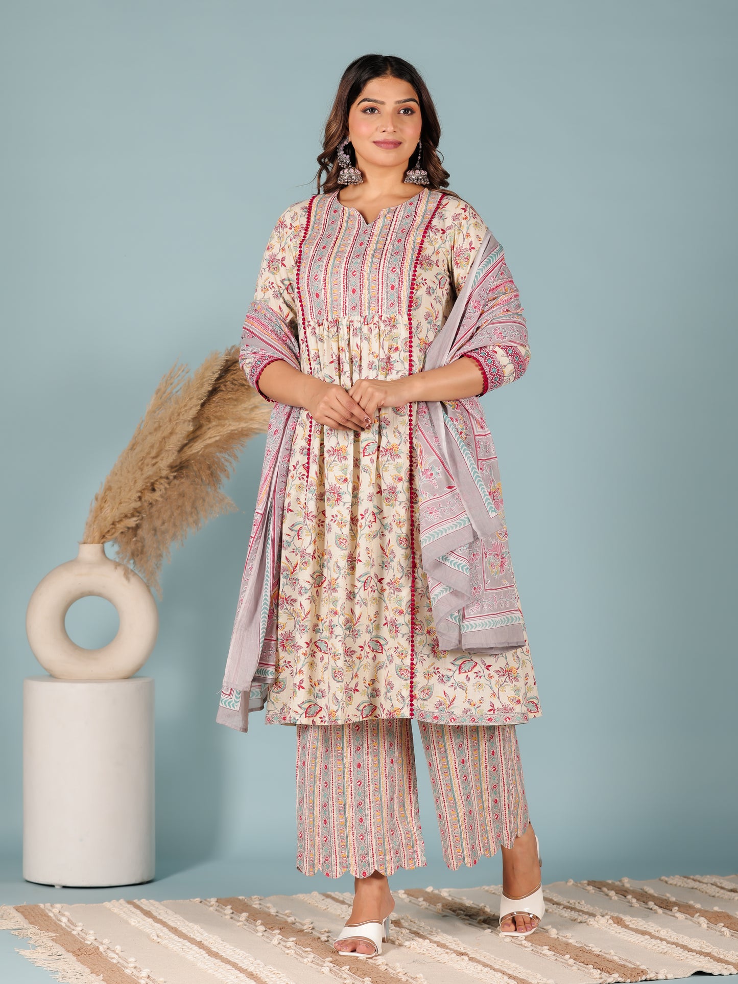 Soft Cotton Floral Kurta