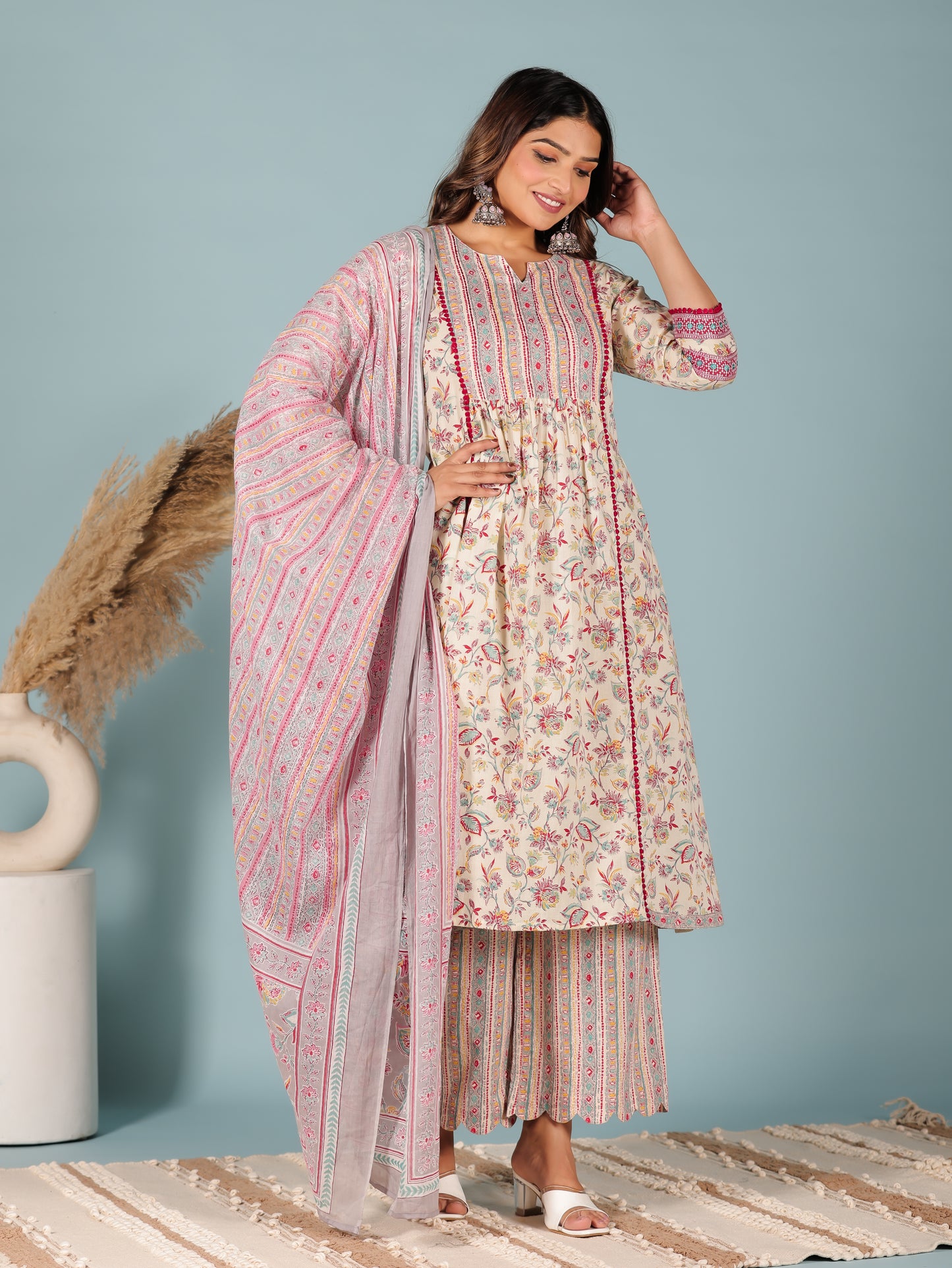 Soft Cotton Floral Kurta