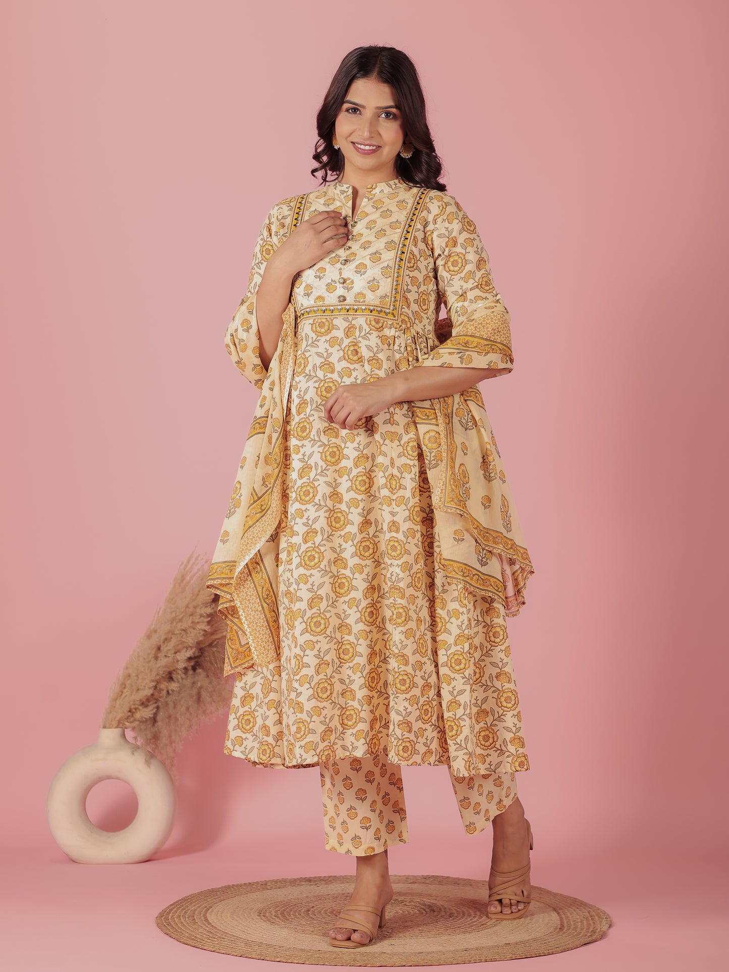 Soft Cotton Floral Kurta