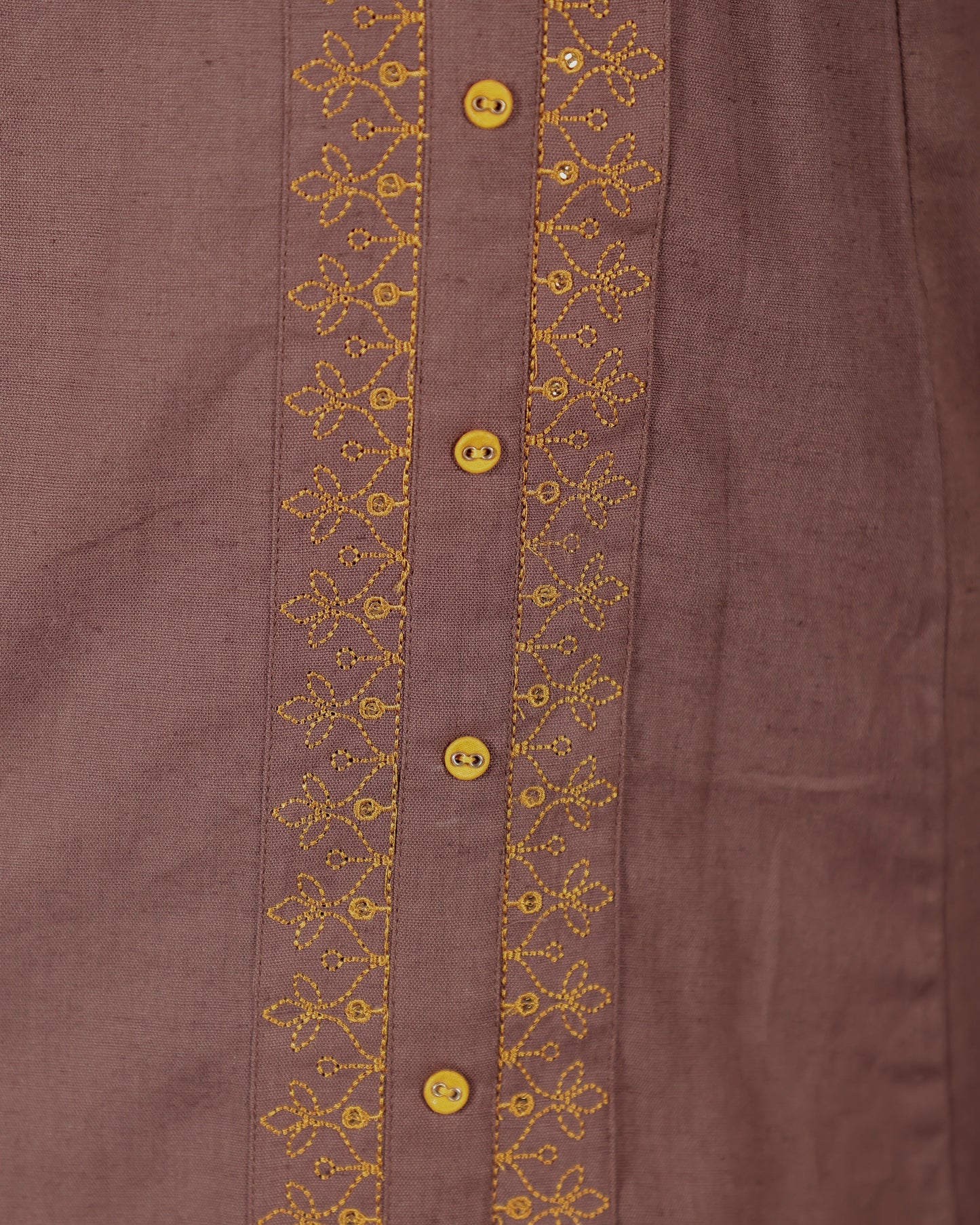 Linen Cotton Solid A-line Brown Kurta