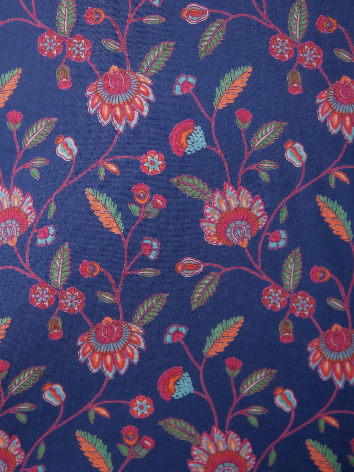 Soft Cotton Floral Straight Blue Kurti