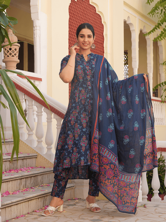 Cotton Voile Striped Blue Dupatta
