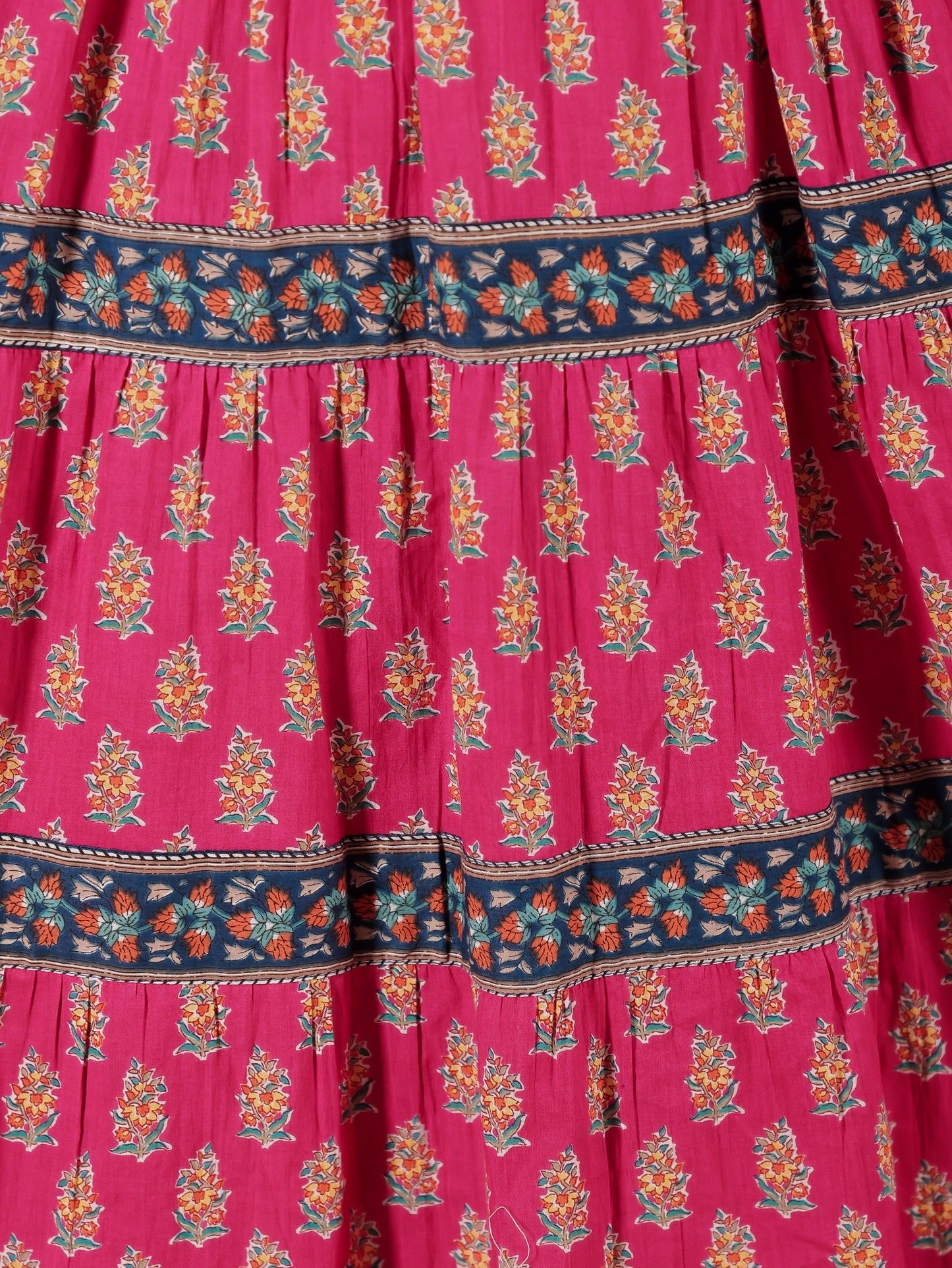 Soft Cotton Block Print Anarkali Pink Dress