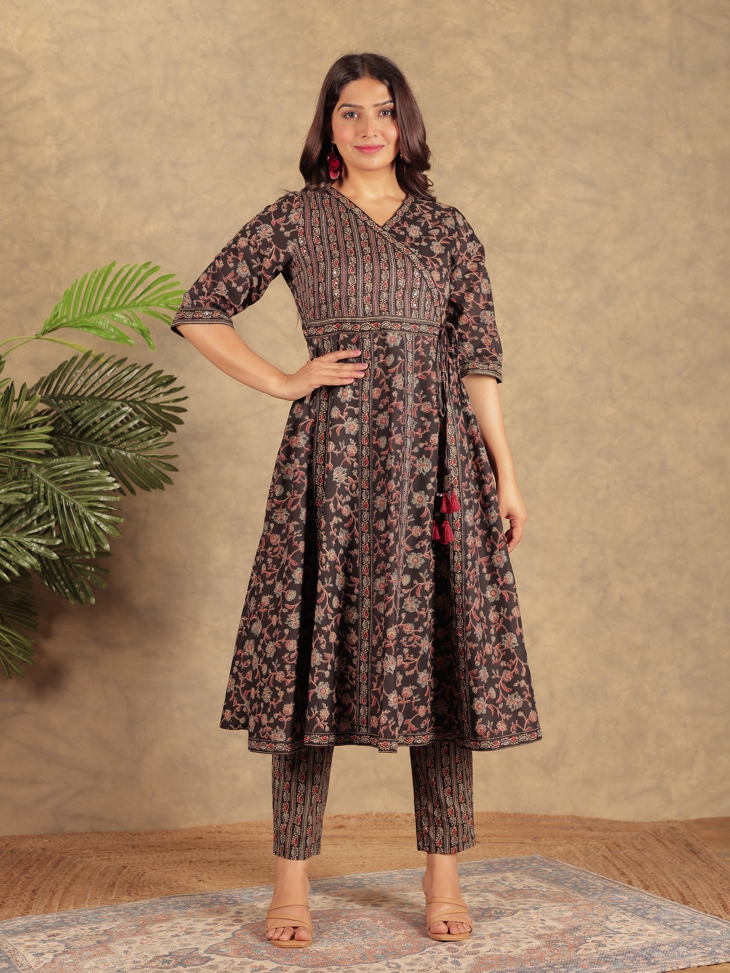 Soft Cotton Ajrakh Black Kurta