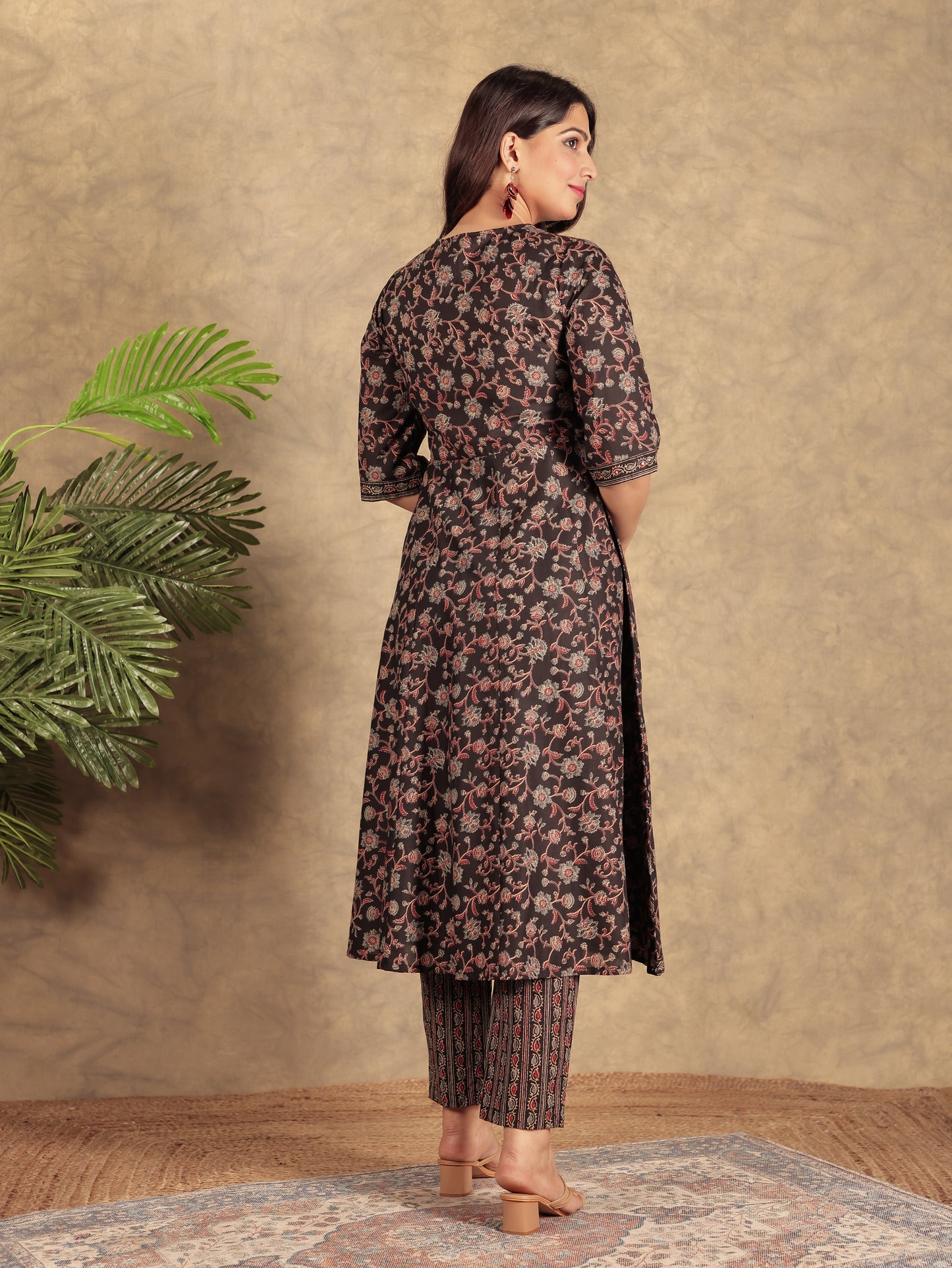 Soft Cotton Ajrakh Black Kurta