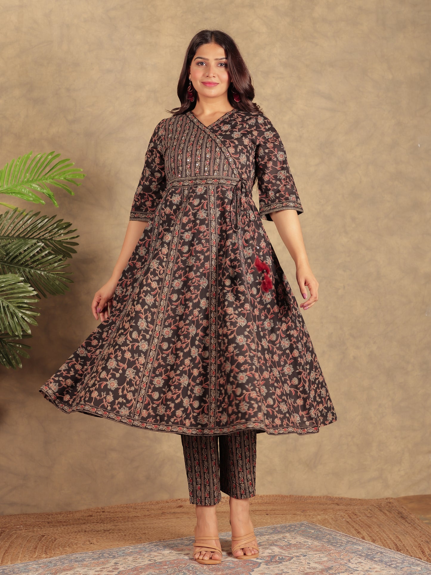 Soft Cotton Ajrakh Black Kurta