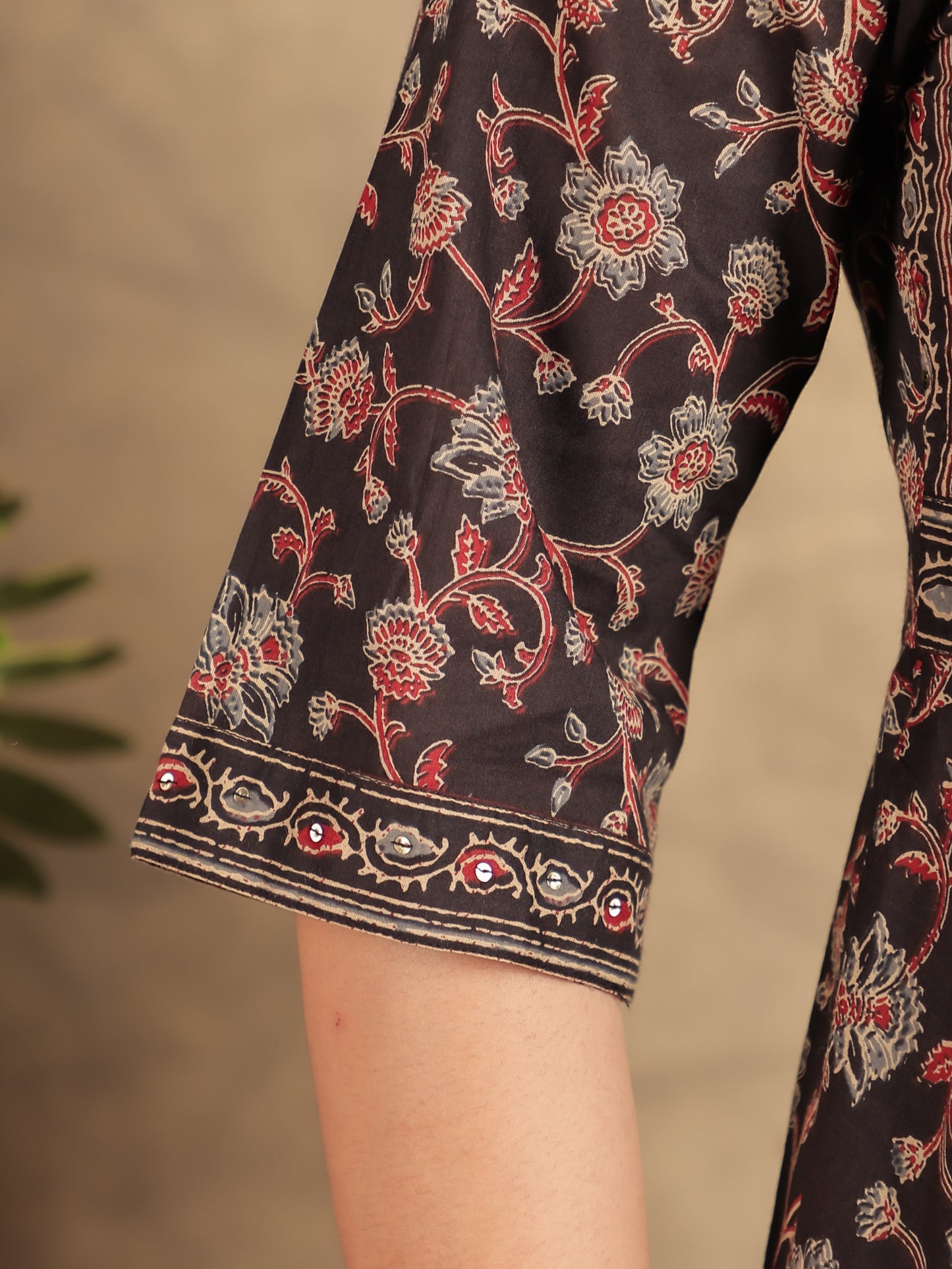 Soft Cotton Ajrakh Black Kurta