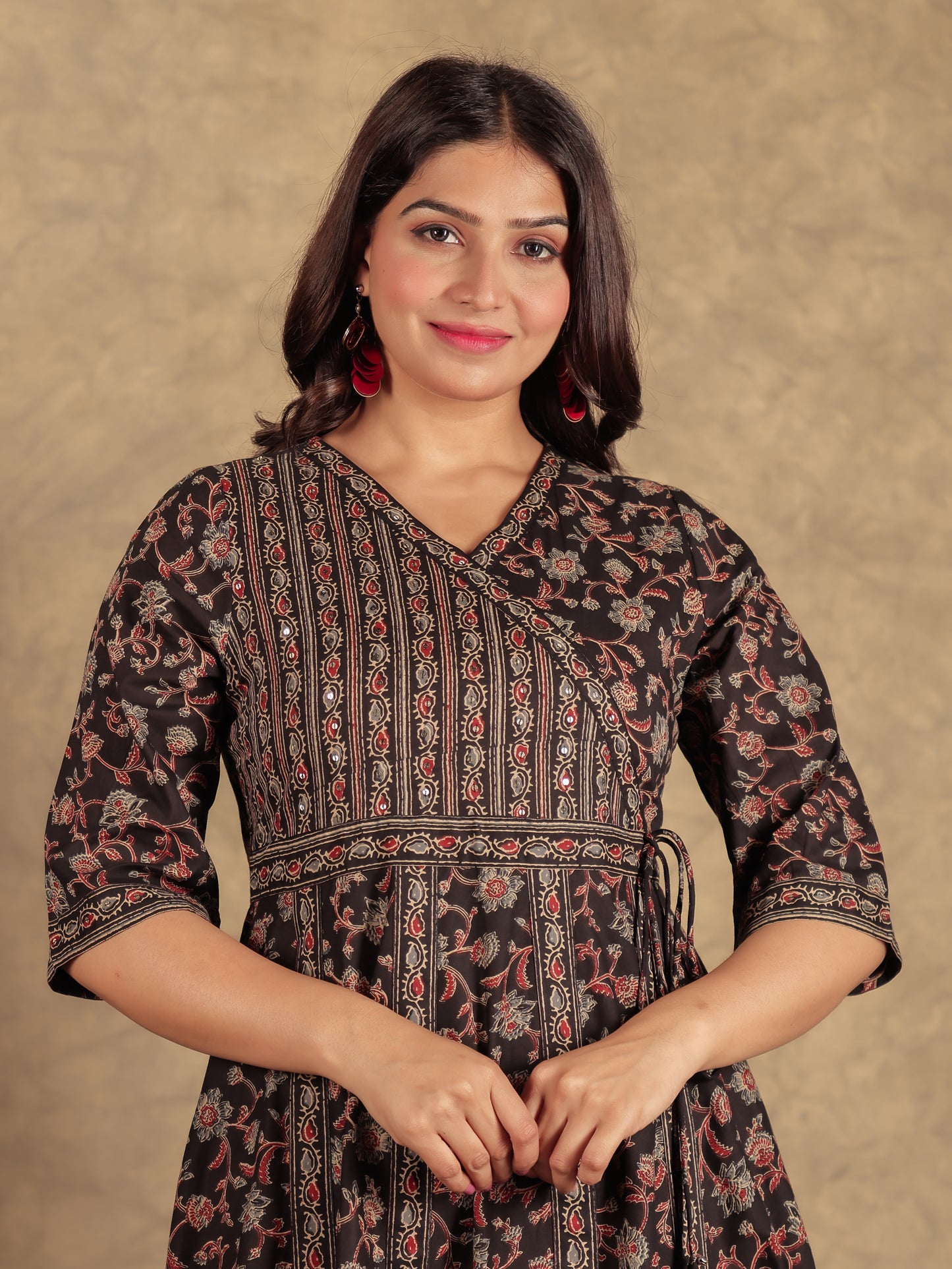 Soft Cotton Ajrakh Black Kurta