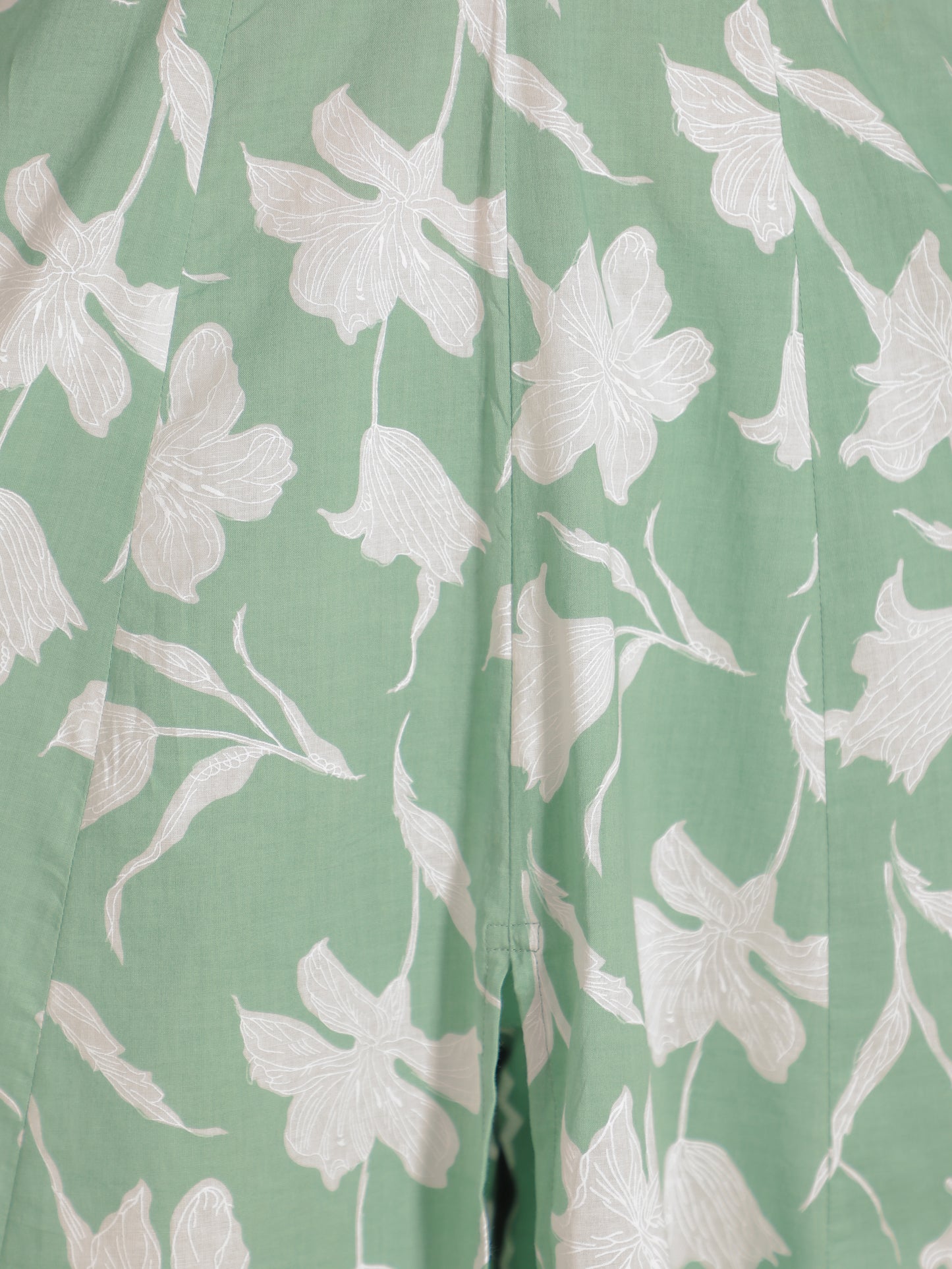 Soft Cotton Floral Anarkali Green Kurta