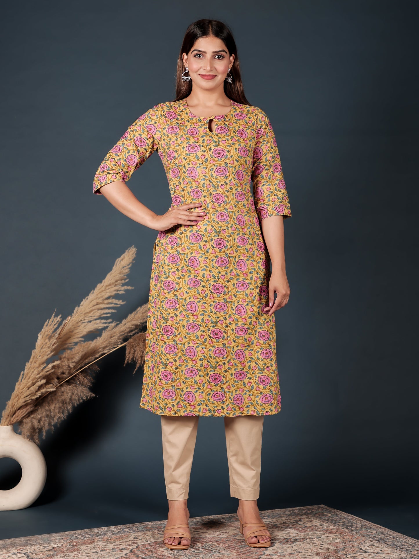 Soft Cotton Floral Kurta