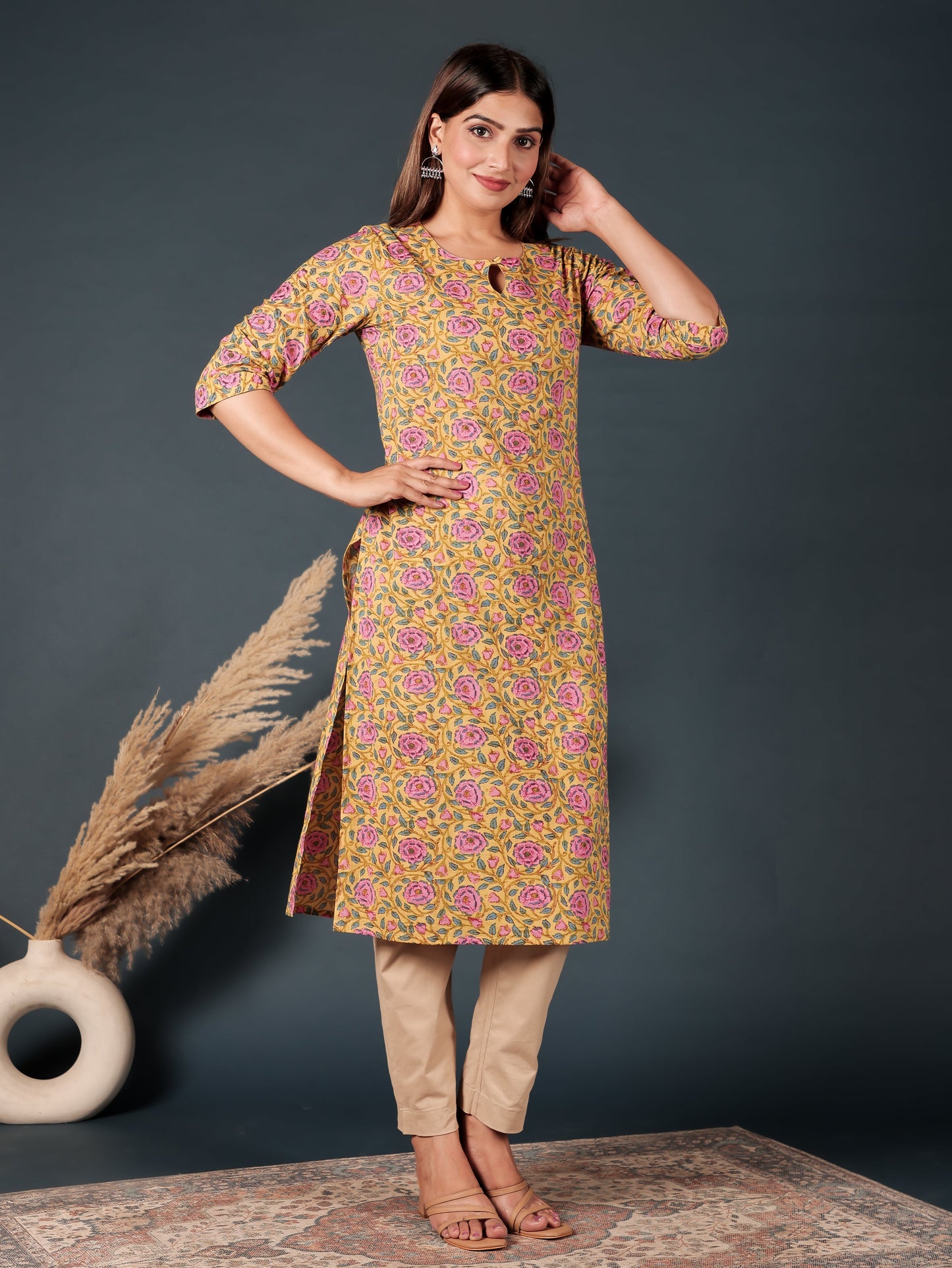 Soft Cotton Floral Kurta