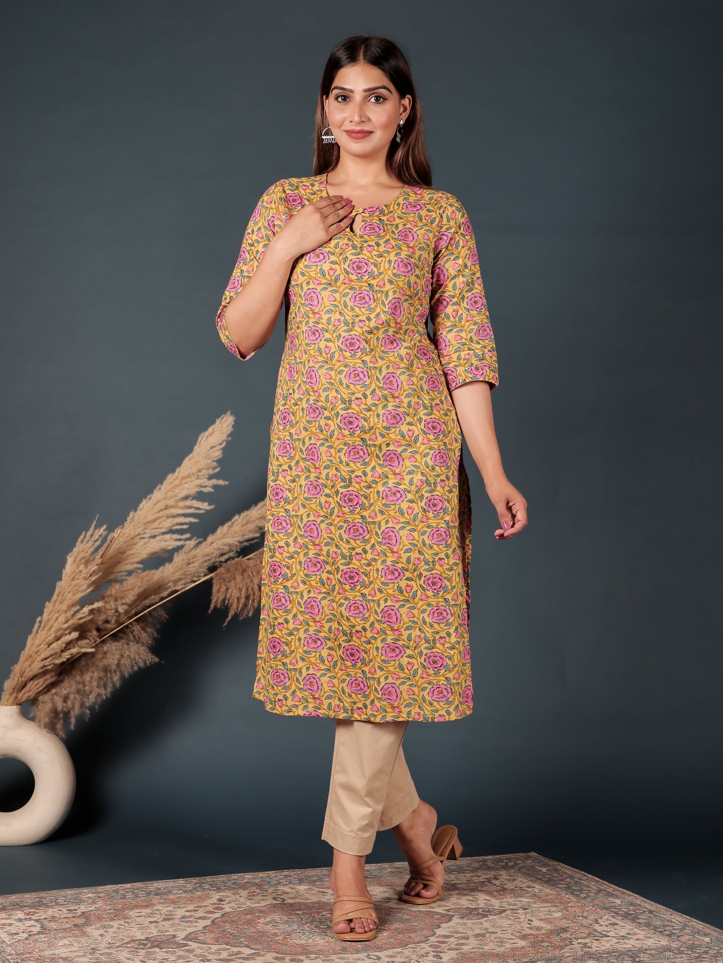 Soft Cotton Floral Kurta