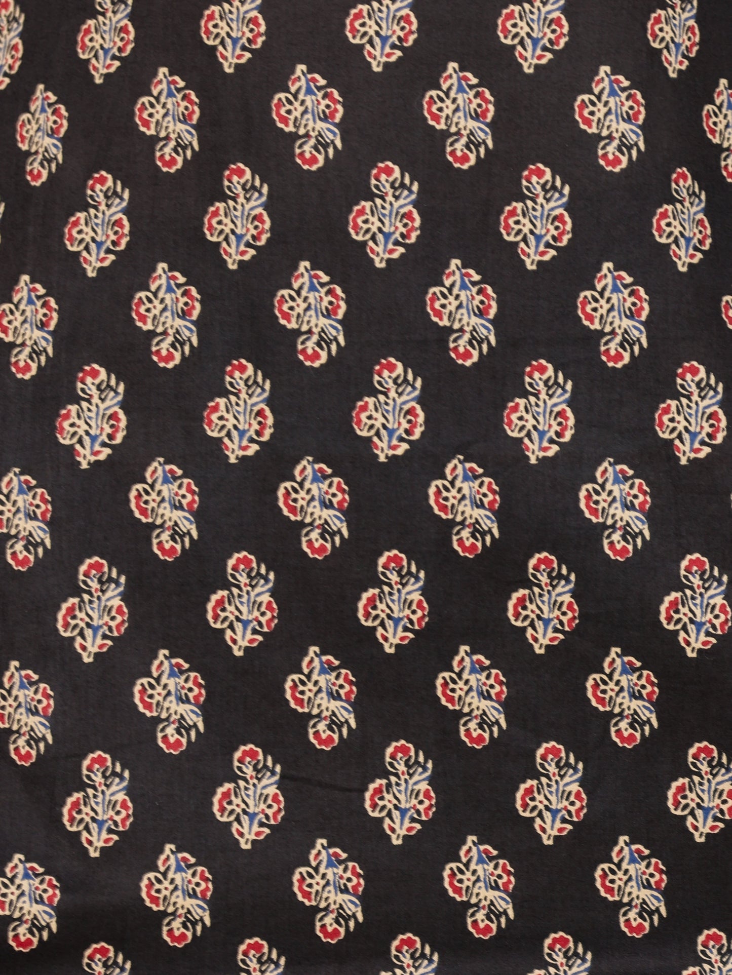 Soft Cotton Block Print Straight Black Kurta
