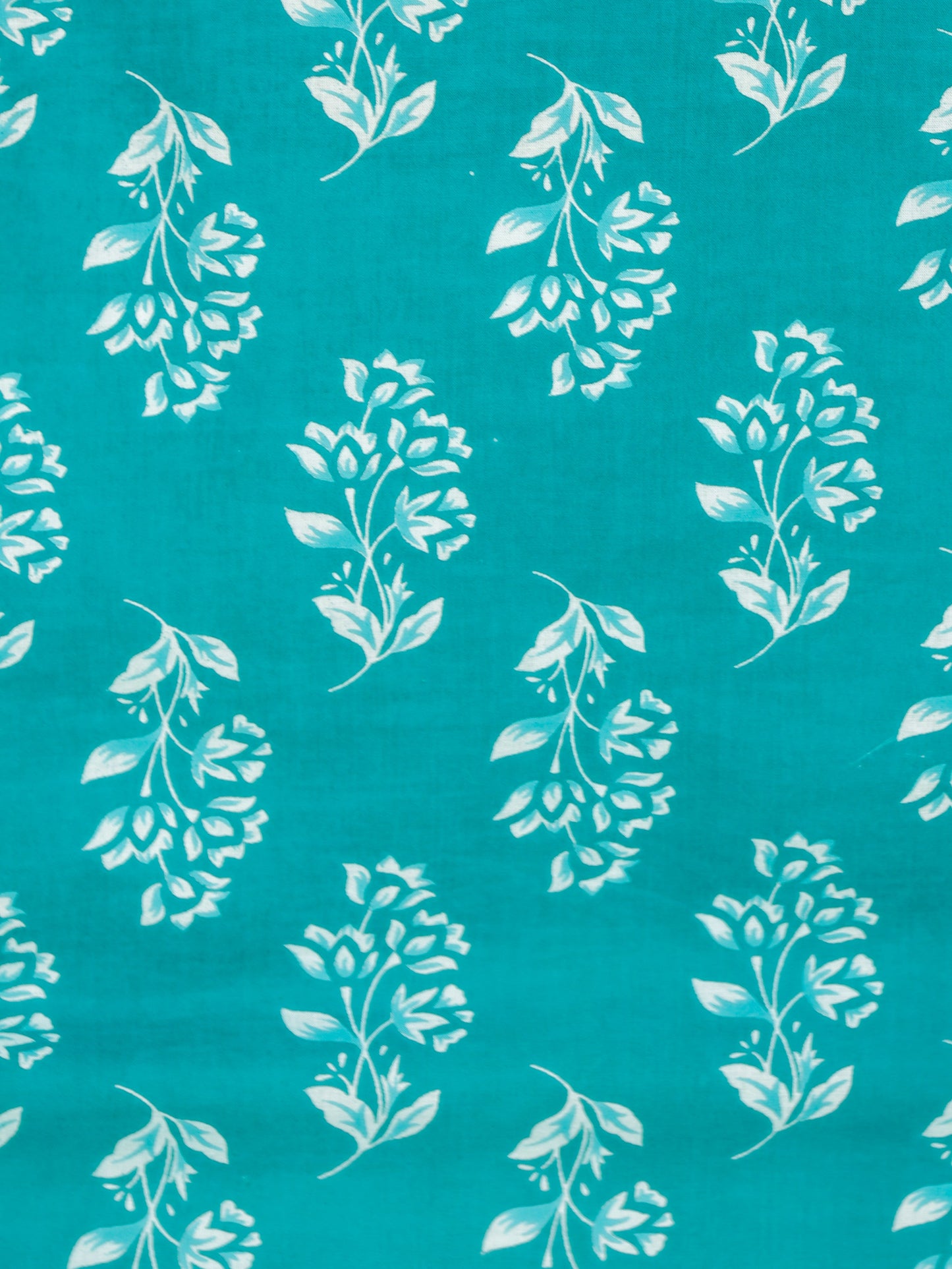 Soft Cotton Floral Straight Turquoise Kurti