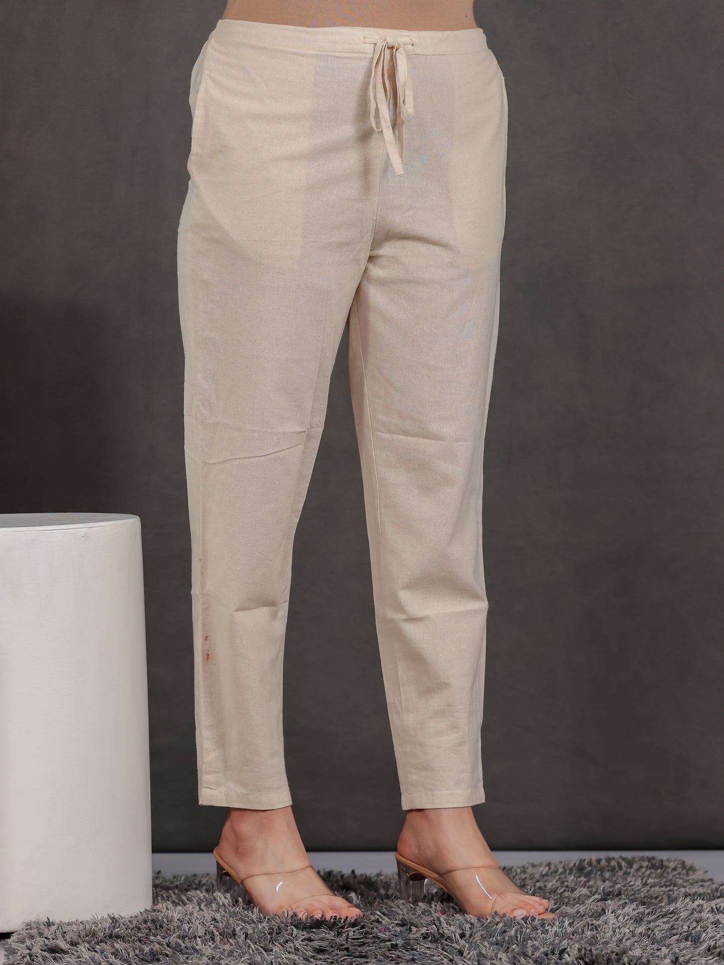 Soft Cotton Floral Straight Off White Kurta